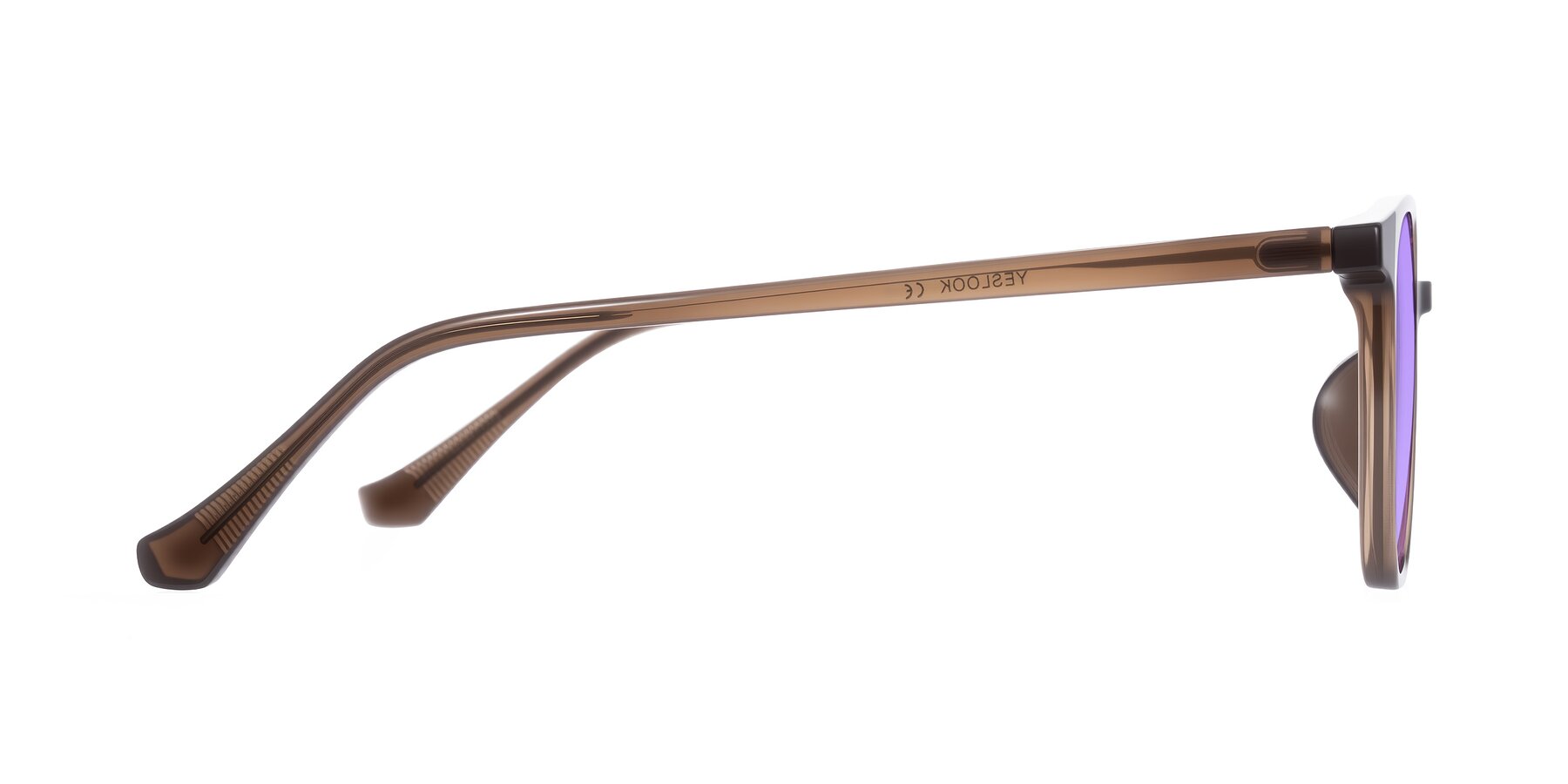 Side of Noor in Coffee with Medium Purple Tinted Lenses