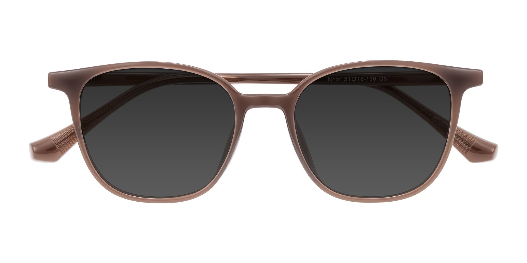 Folded Front of Noor in Coffee with Gray Tinted Lenses