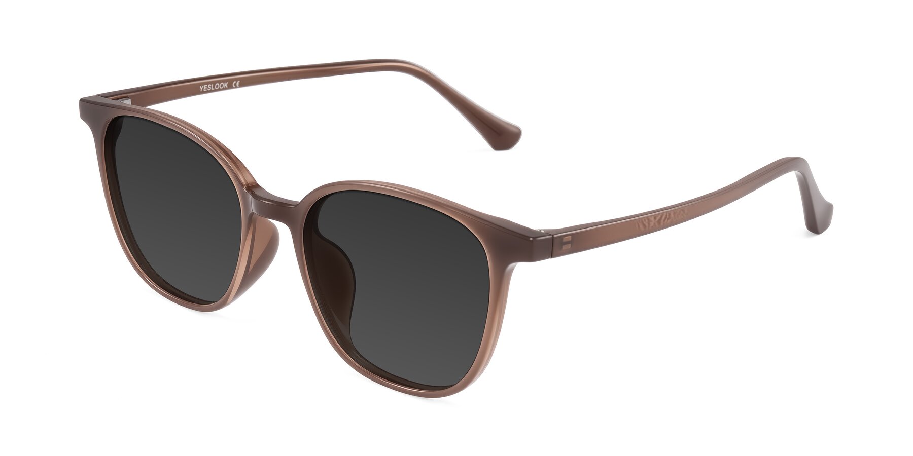 Angle of Noor in Coffee with Gray Tinted Lenses