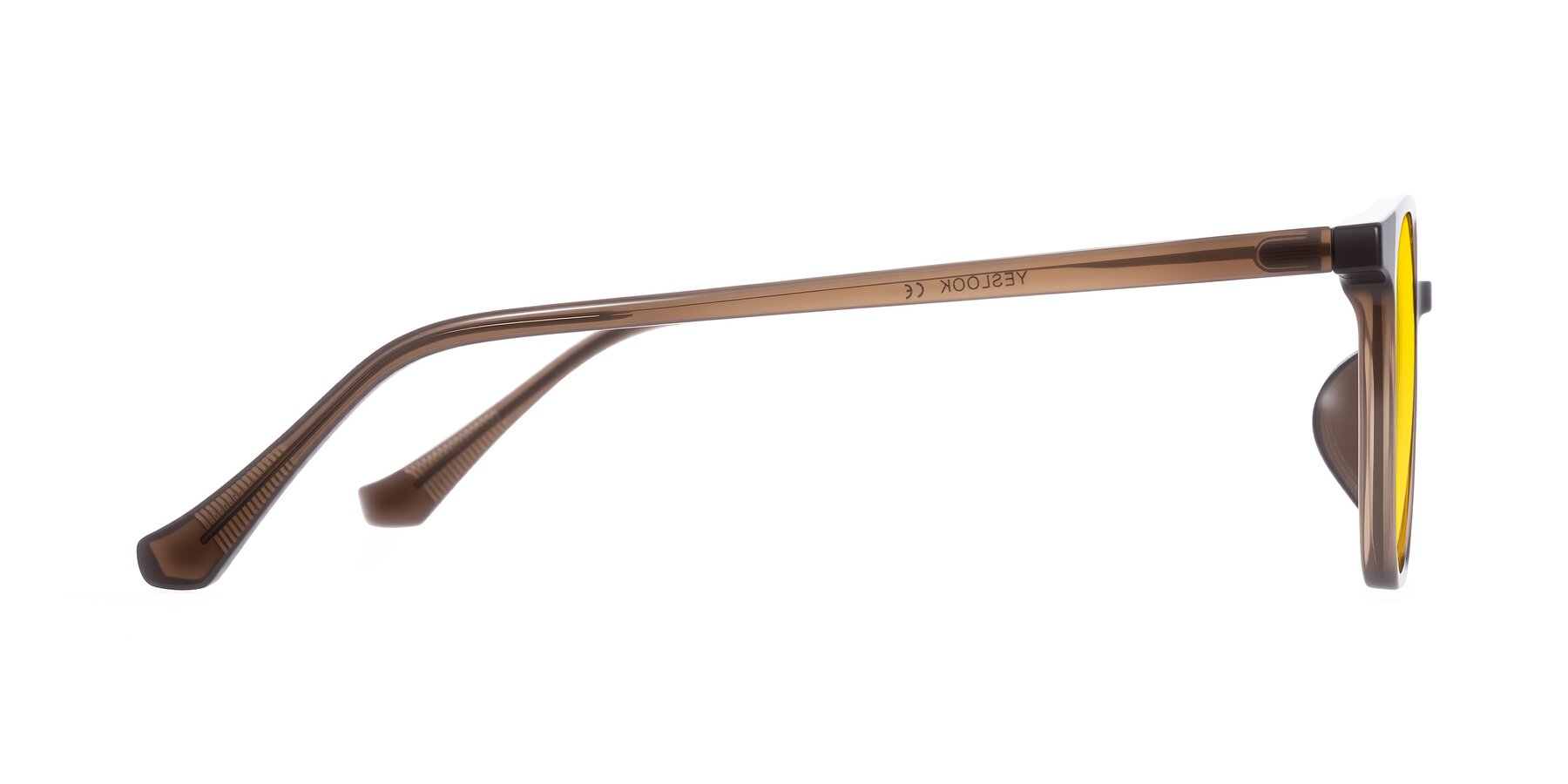 Side of Noor in Coffee with Yellow Tinted Lenses