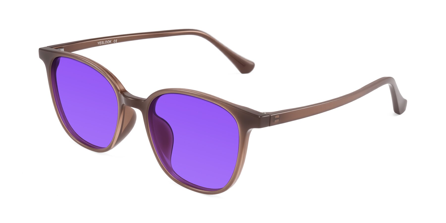 Angle of Noor in Coffee with Purple Tinted Lenses