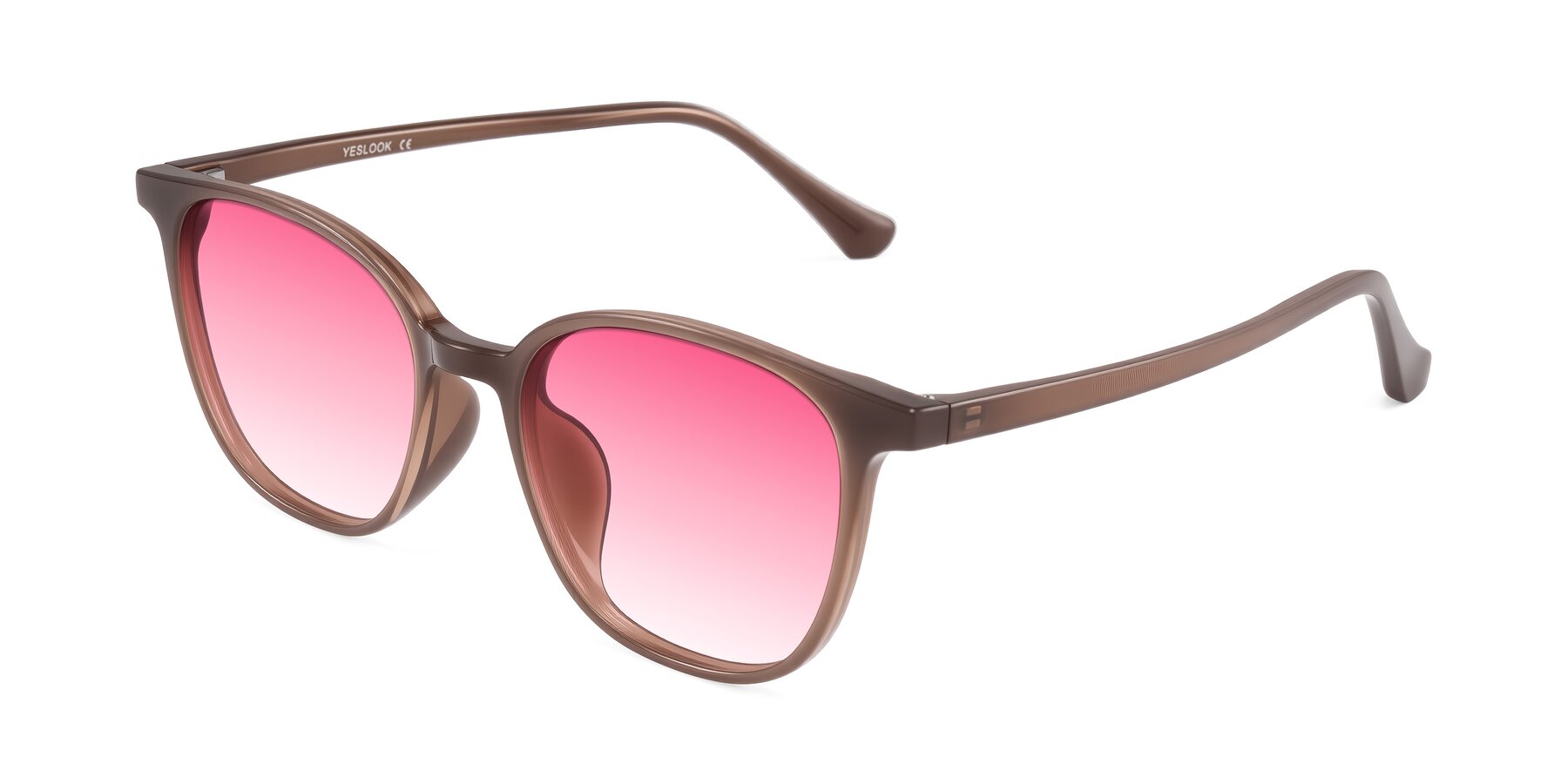 Angle of Noor in Coffee with Pink Gradient Lenses