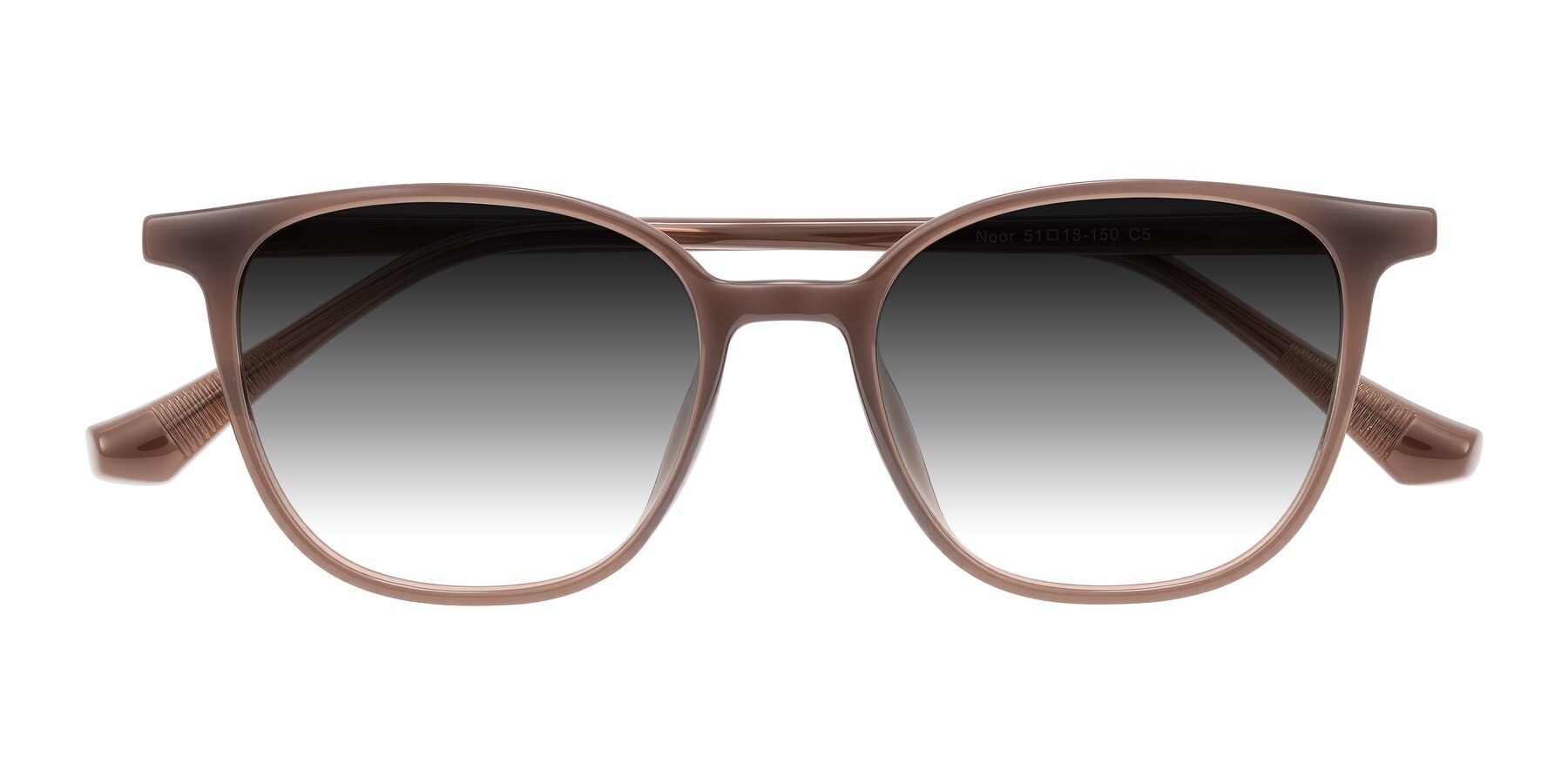 Folded Front of Noor in Coffee with Gray Gradient Lenses