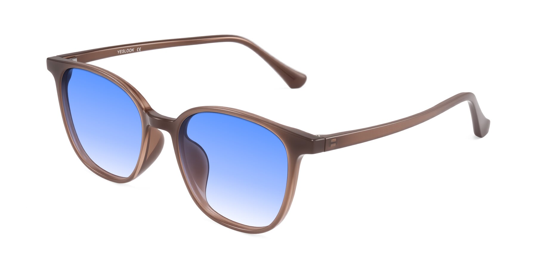 Angle of Noor in Coffee with Blue Gradient Lenses