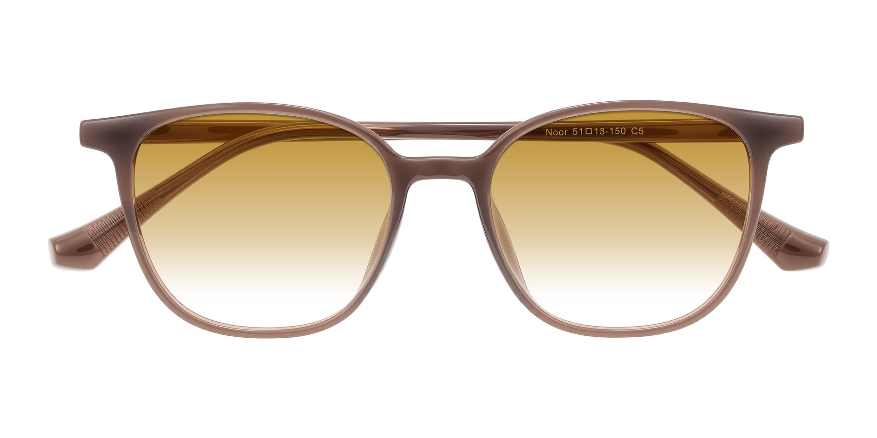 Folded Front of Noor in Coffee with Champagne Gradient Lenses