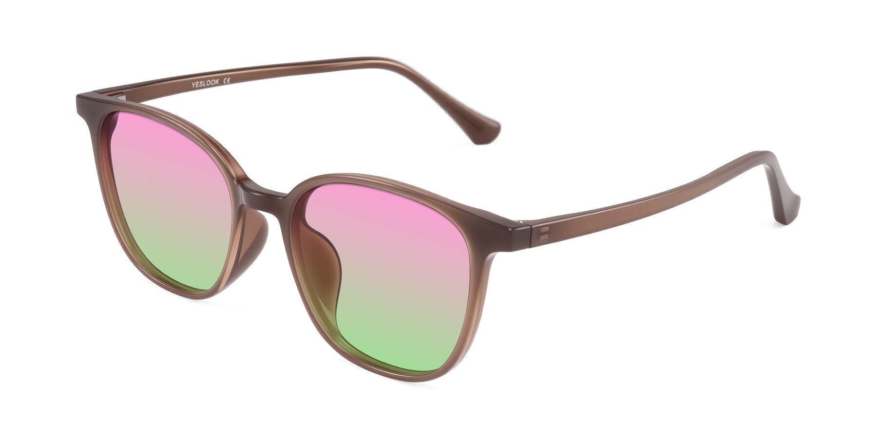 Angle of Noor in Coffee with Pink / Green Gradient Lenses