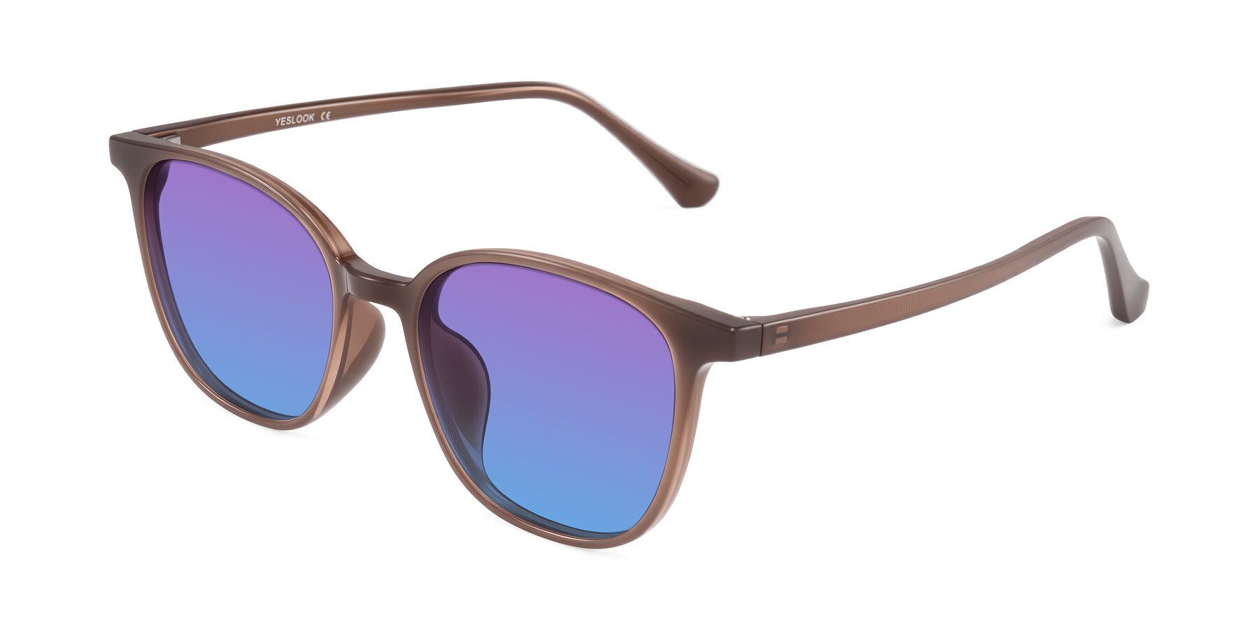 Angle of Noor in Coffee with Purple / Blue Gradient Lenses