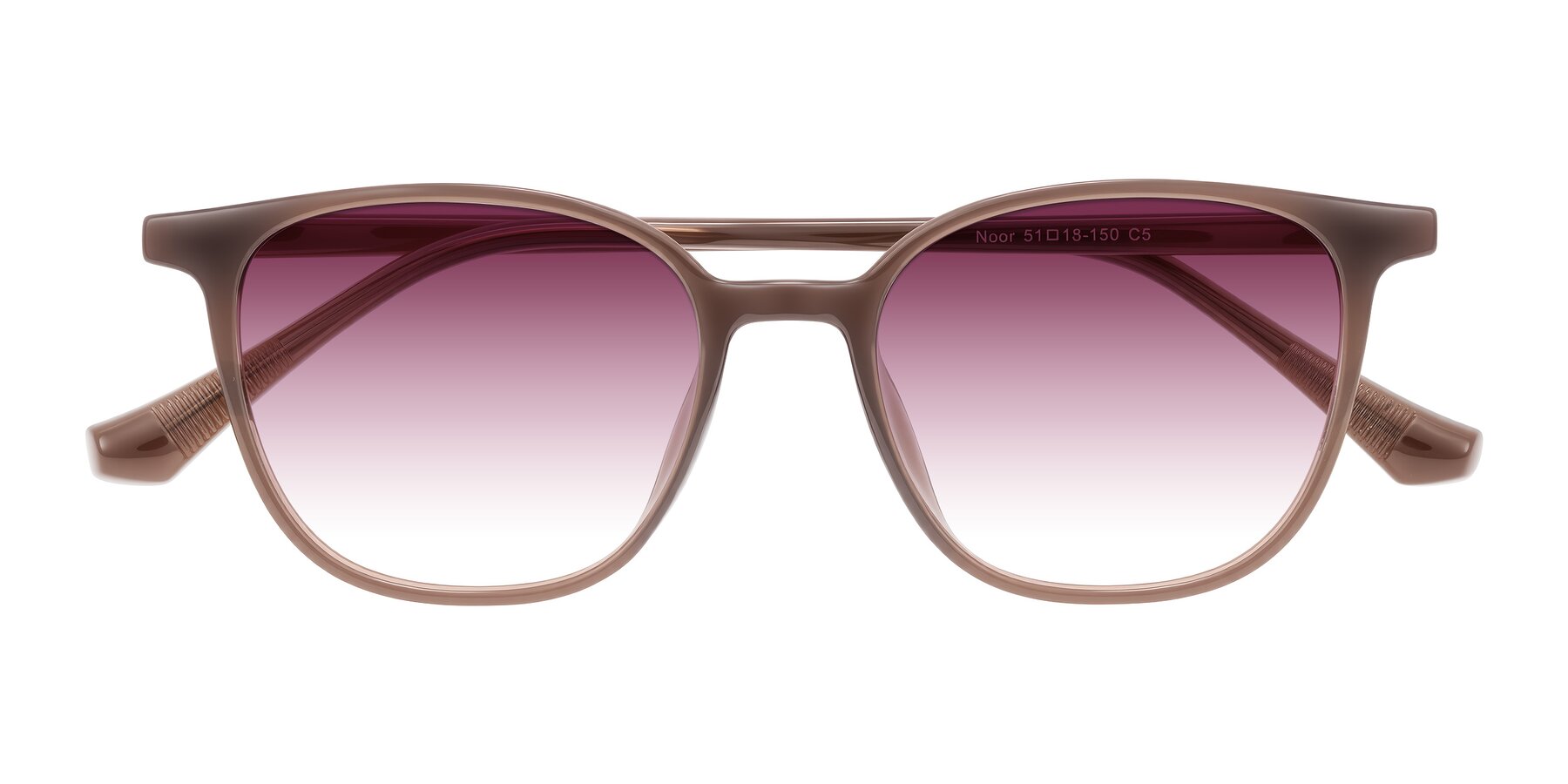 Folded Front of Noor in Coffee with Wine Gradient Lenses