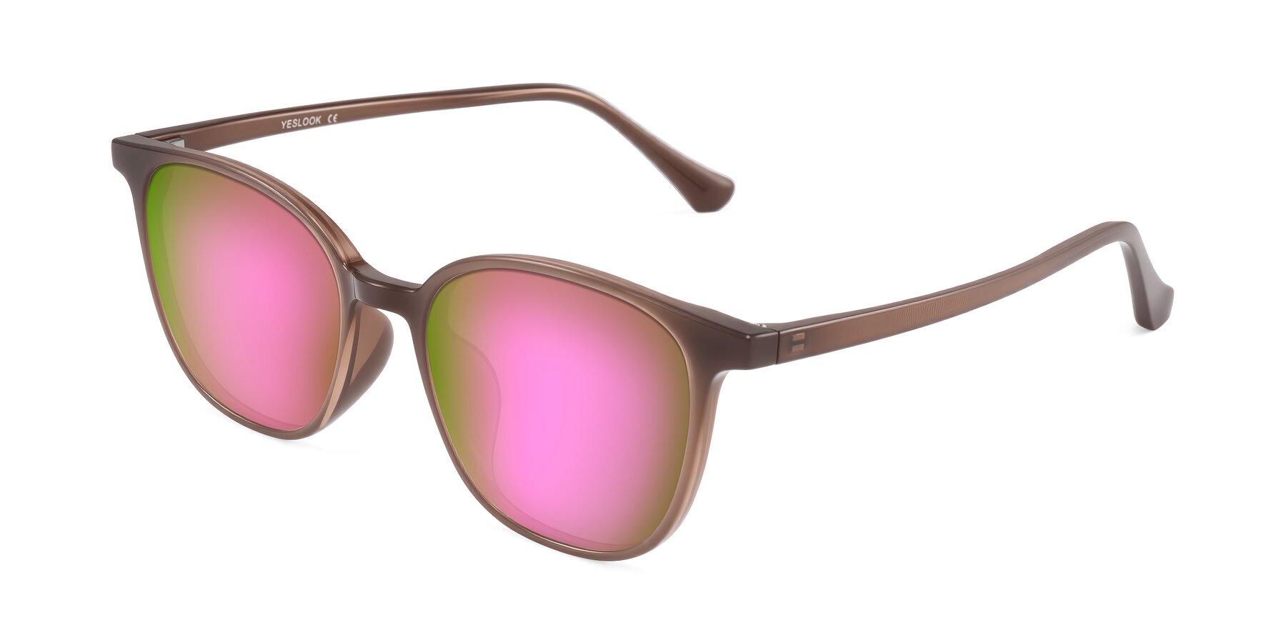 Angle of Noor in Coffee with Pink Mirrored Lenses