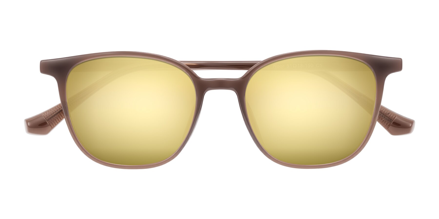 Folded Front of Noor in Coffee with Gold Mirrored Lenses