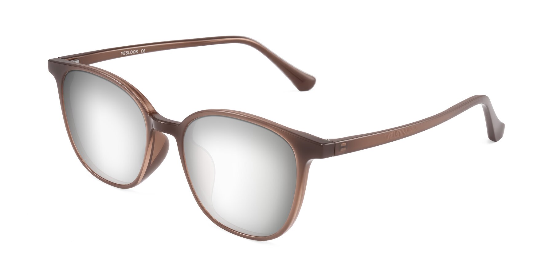 Angle of Noor in Coffee with Silver Mirrored Lenses