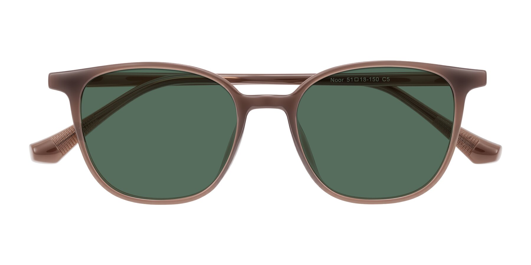 Folded Front of Noor in Coffee with Green Polarized Lenses