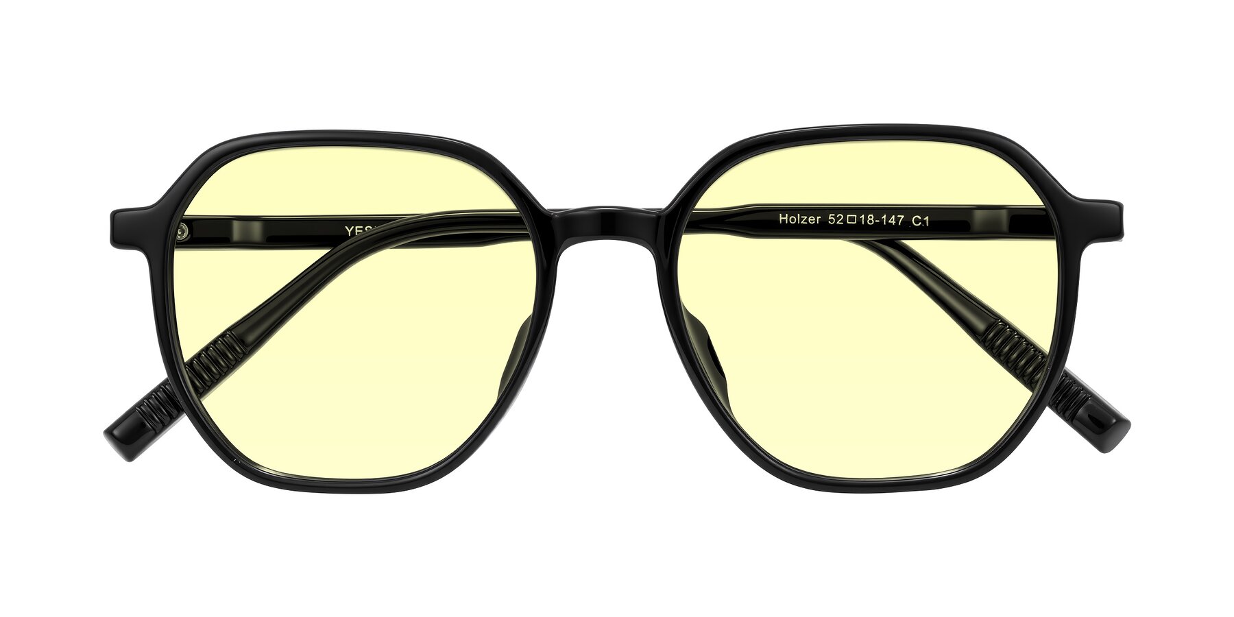 Folded Front of Holzer in Black with Light Yellow Tinted Lenses