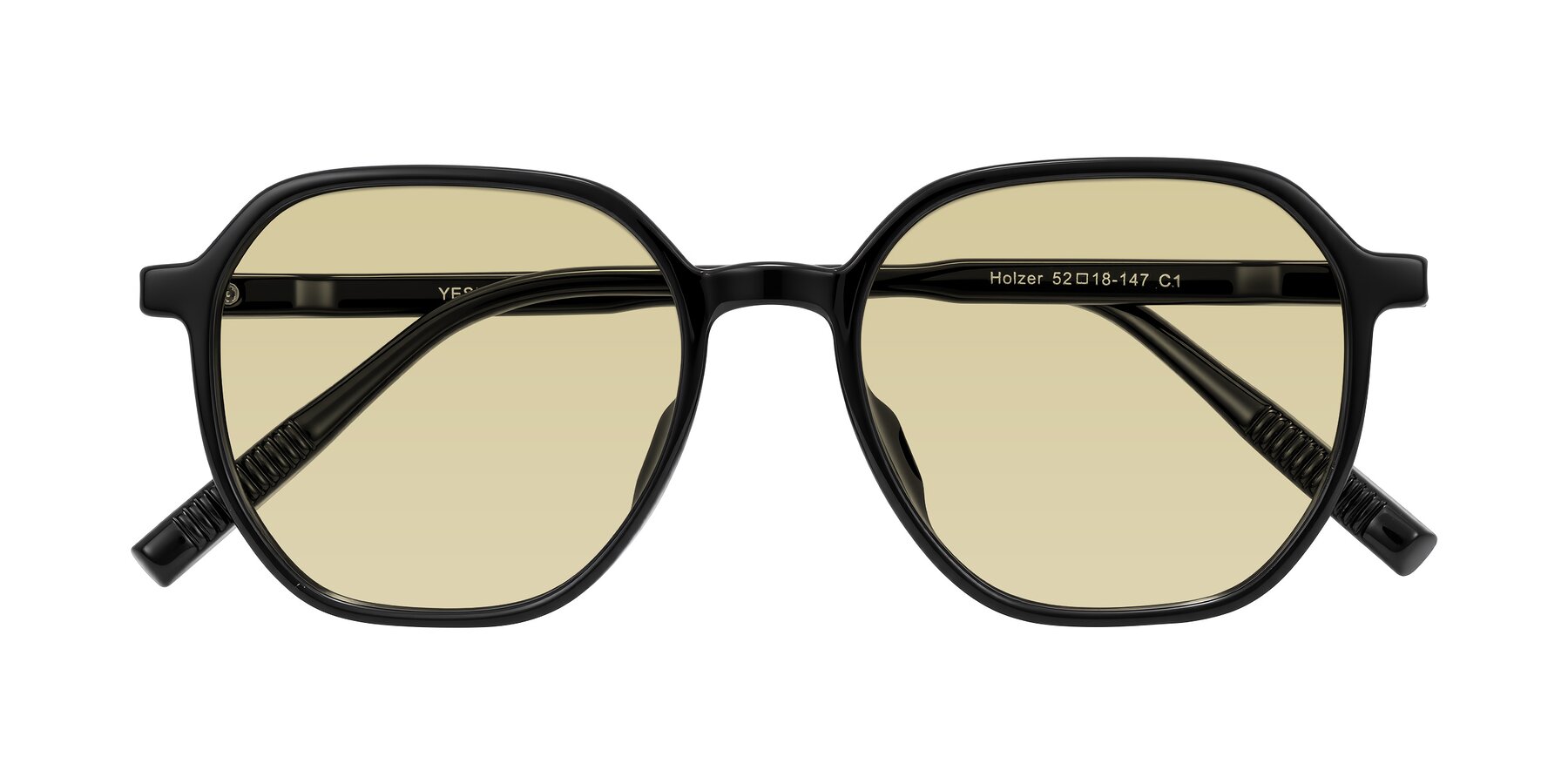 Folded Front of Holzer in Black with Light Champagne Tinted Lenses