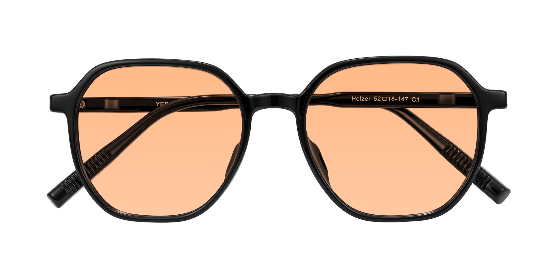 Folded Front of Holzer in Black with Light Orange Tinted Lenses