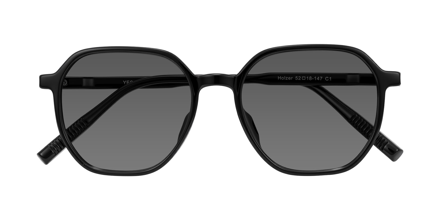 Folded Front of Holzer in Black with Medium Gray Tinted Lenses