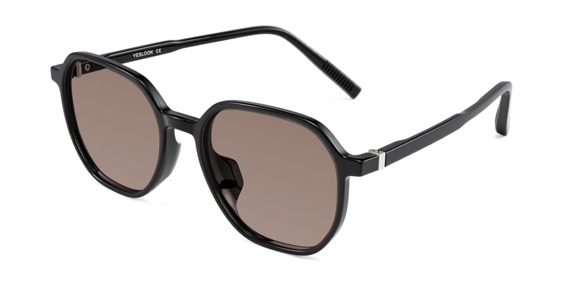 Angle of Holzer in Black with Medium Brown Tinted Lenses