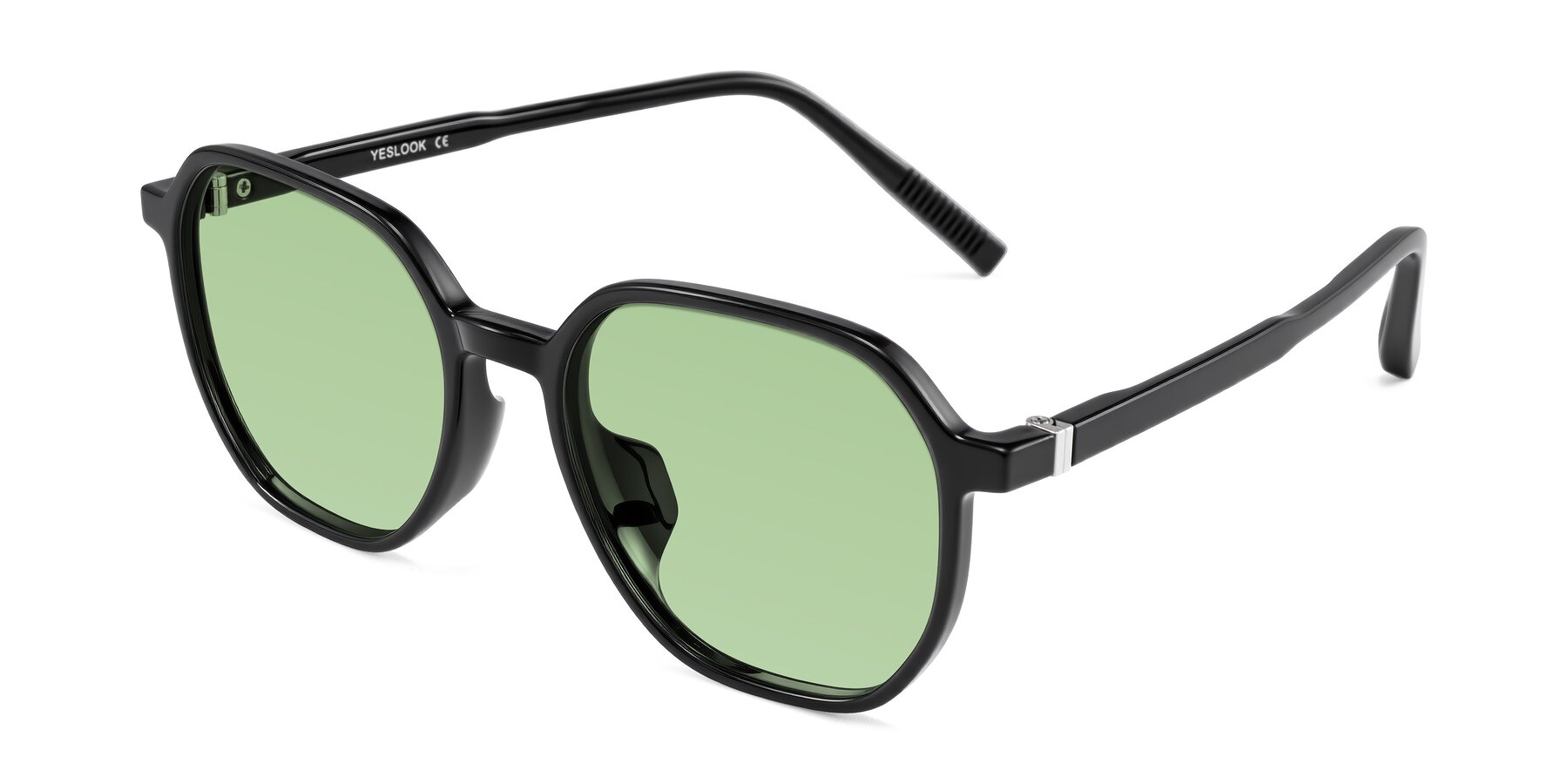 Angle of Holzer in Black with Medium Green Tinted Lenses