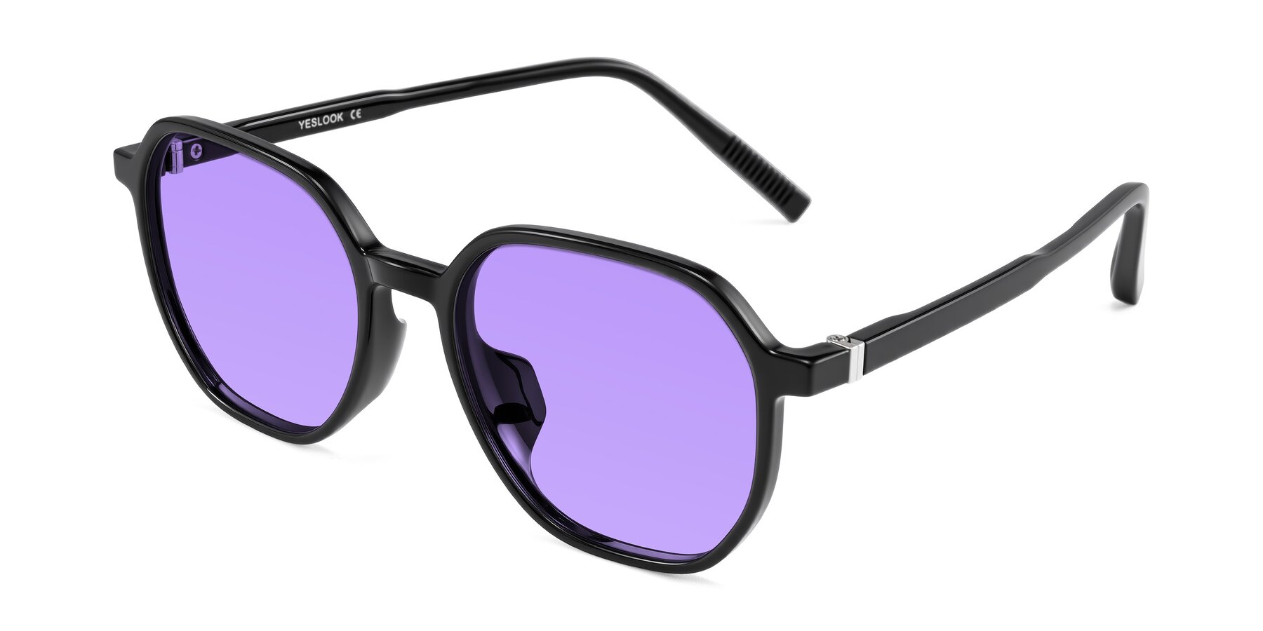 Angle of Holzer in Black with Medium Purple Tinted Lenses
