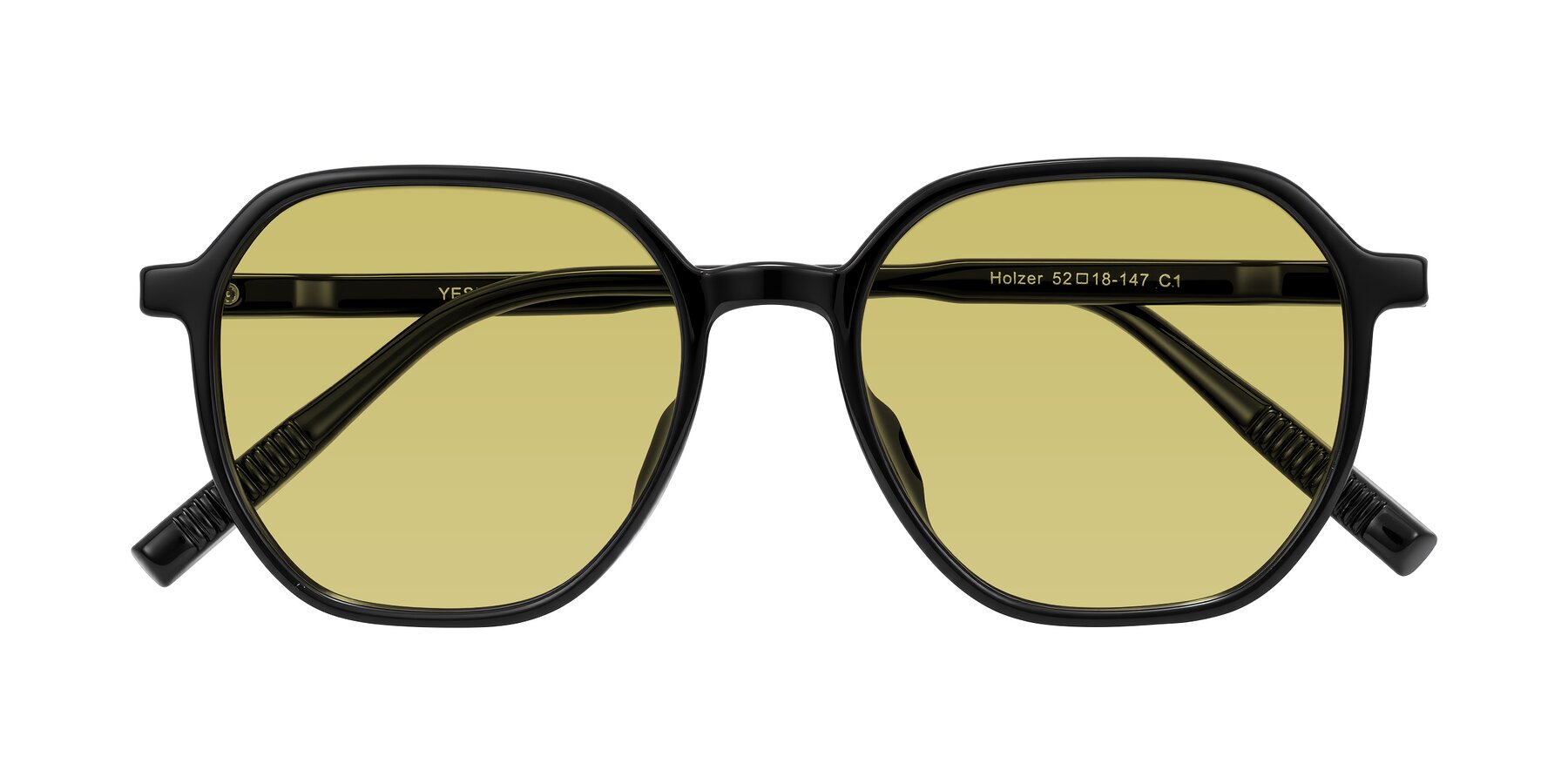 Folded Front of Holzer in Black with Medium Champagne Tinted Lenses