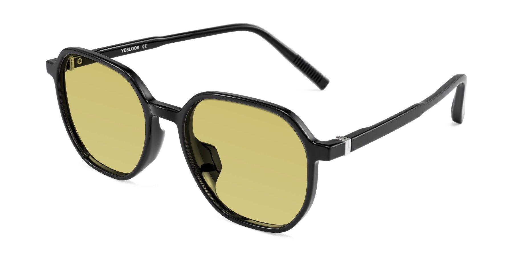 Angle of Holzer in Black with Medium Champagne Tinted Lenses