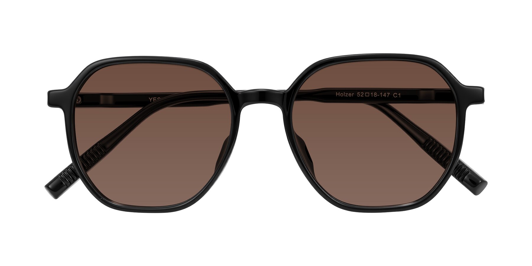 Folded Front of Holzer in Black with Brown Tinted Lenses