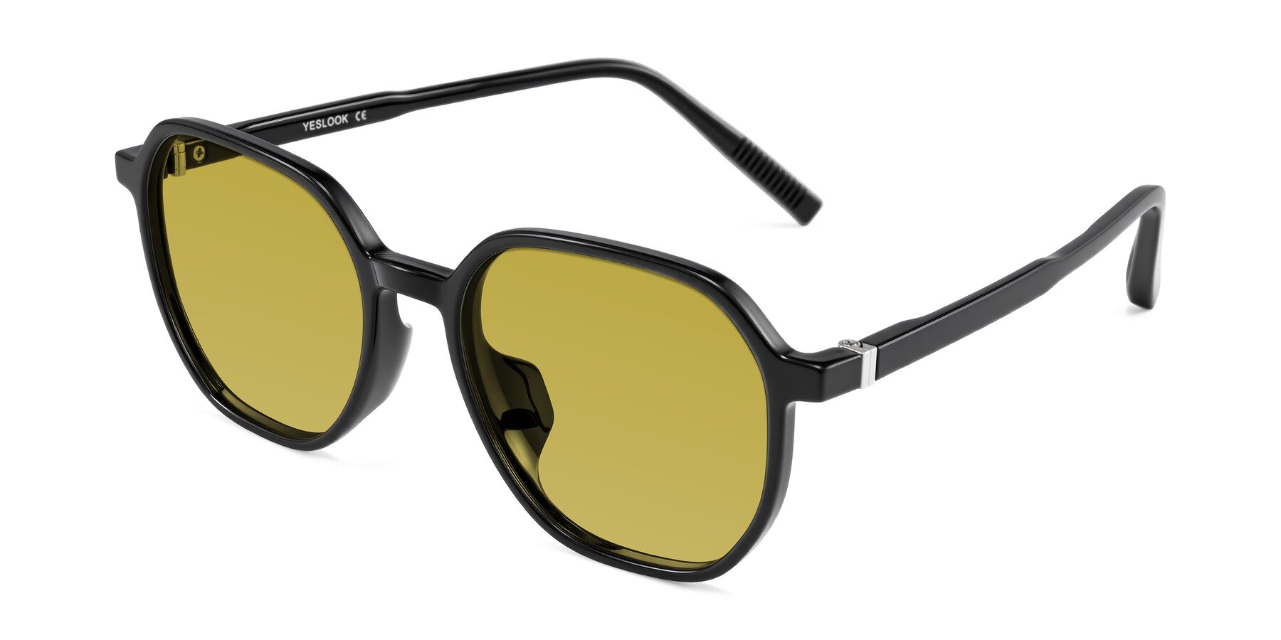 Angle of Holzer in Black with Champagne Tinted Lenses