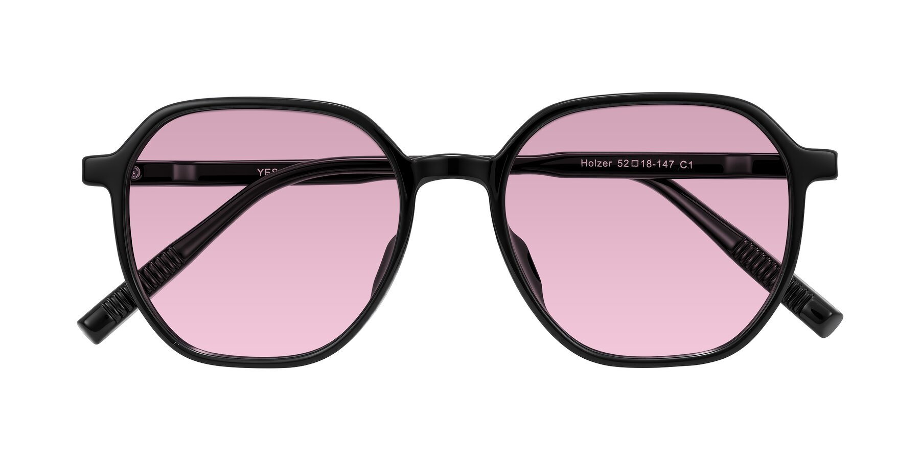 Folded Front of Holzer in Black with Light Wine Tinted Lenses