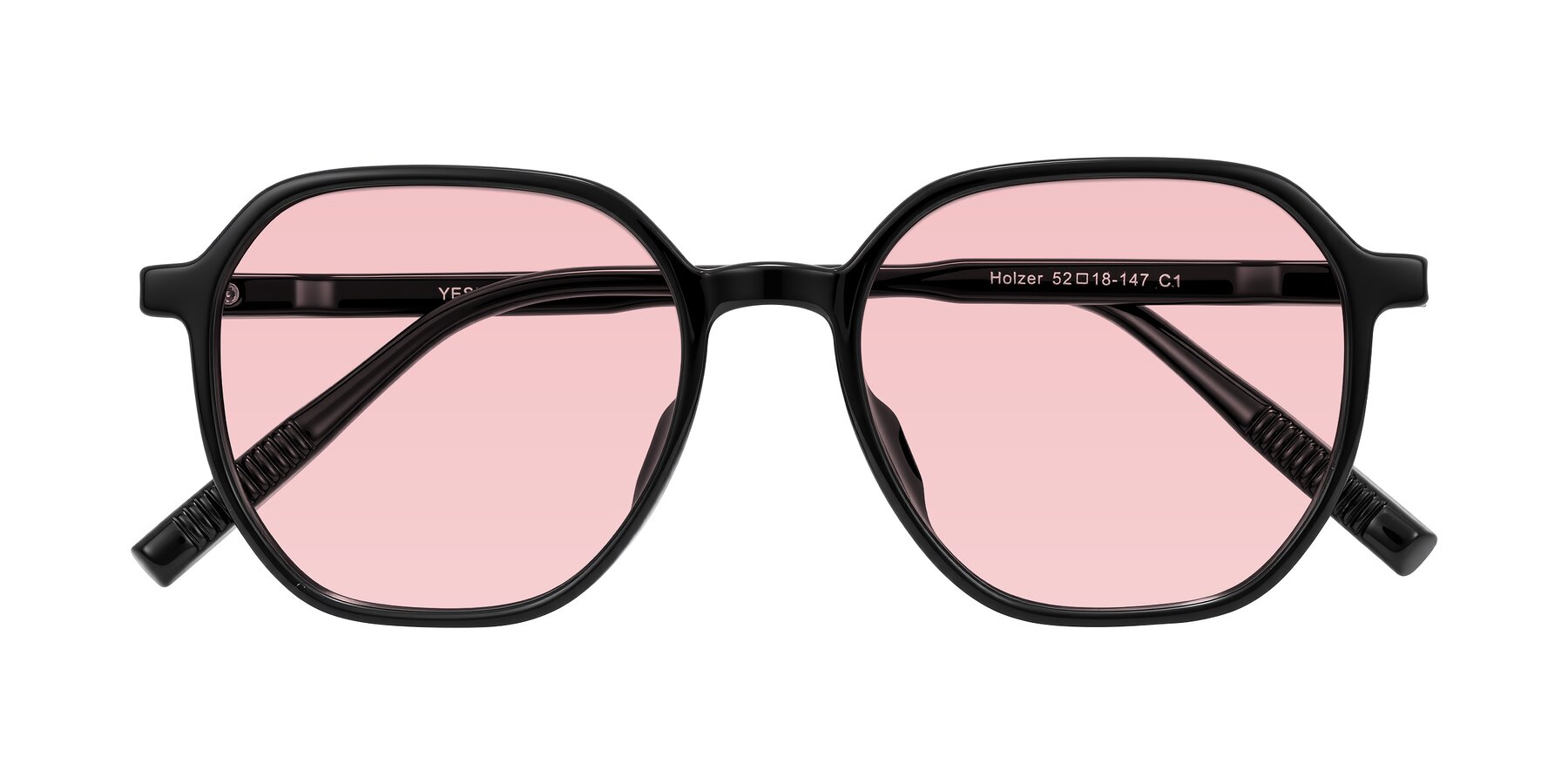 Folded Front of Holzer in Black with Light Garnet Tinted Lenses