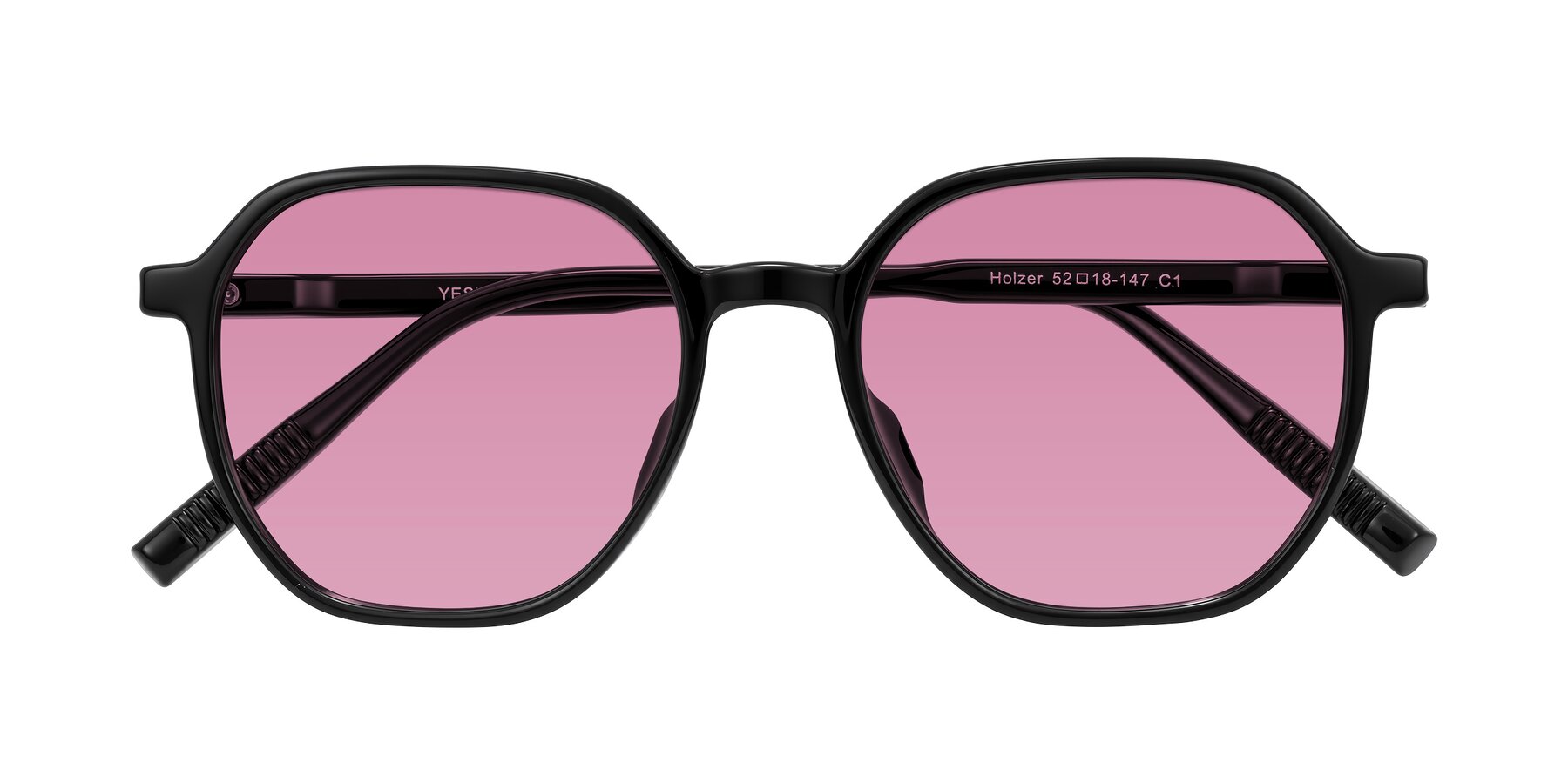 Folded Front of Holzer in Black with Medium Wine Tinted Lenses