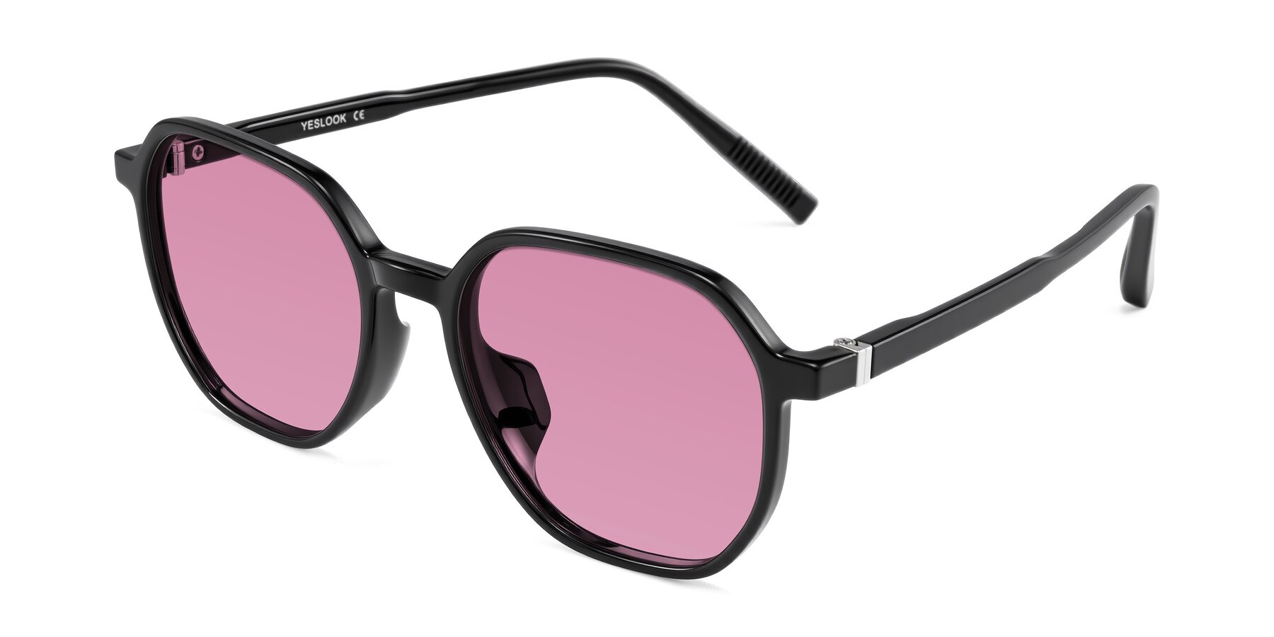 Angle of Holzer in Black with Medium Wine Tinted Lenses