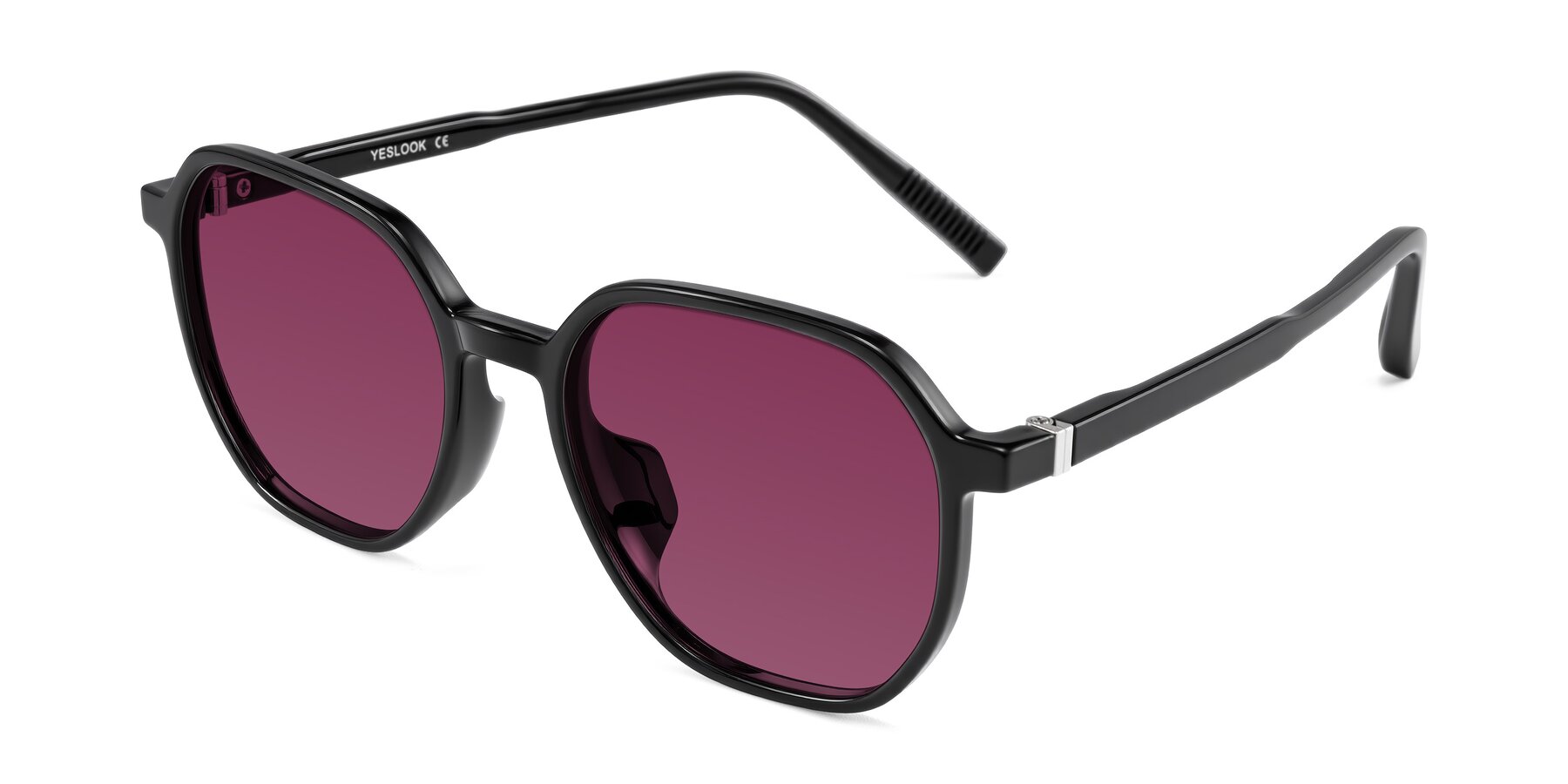 Angle of Holzer in Black with Wine Tinted Lenses