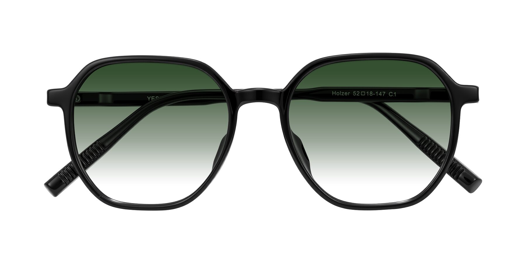 Folded Front of Holzer in Black with Green Gradient Lenses