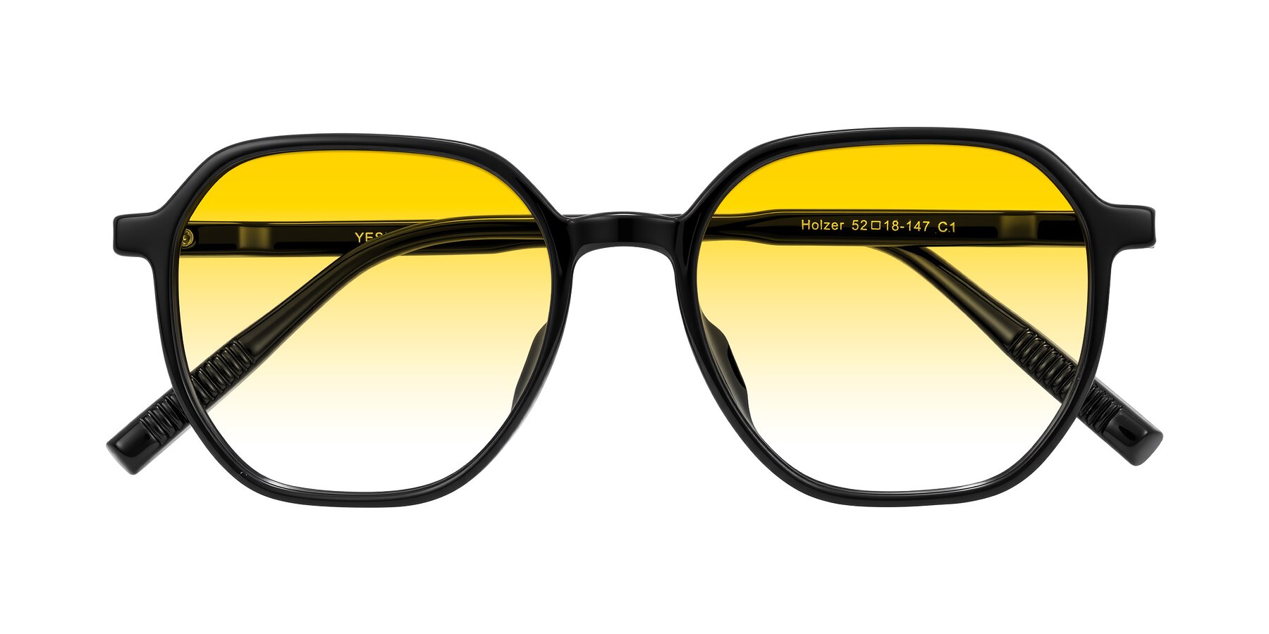 Folded Front of Holzer in Black with Yellow Gradient Lenses