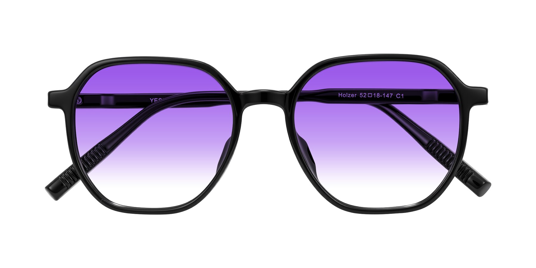 Folded Front of Holzer in Black with Purple Gradient Lenses