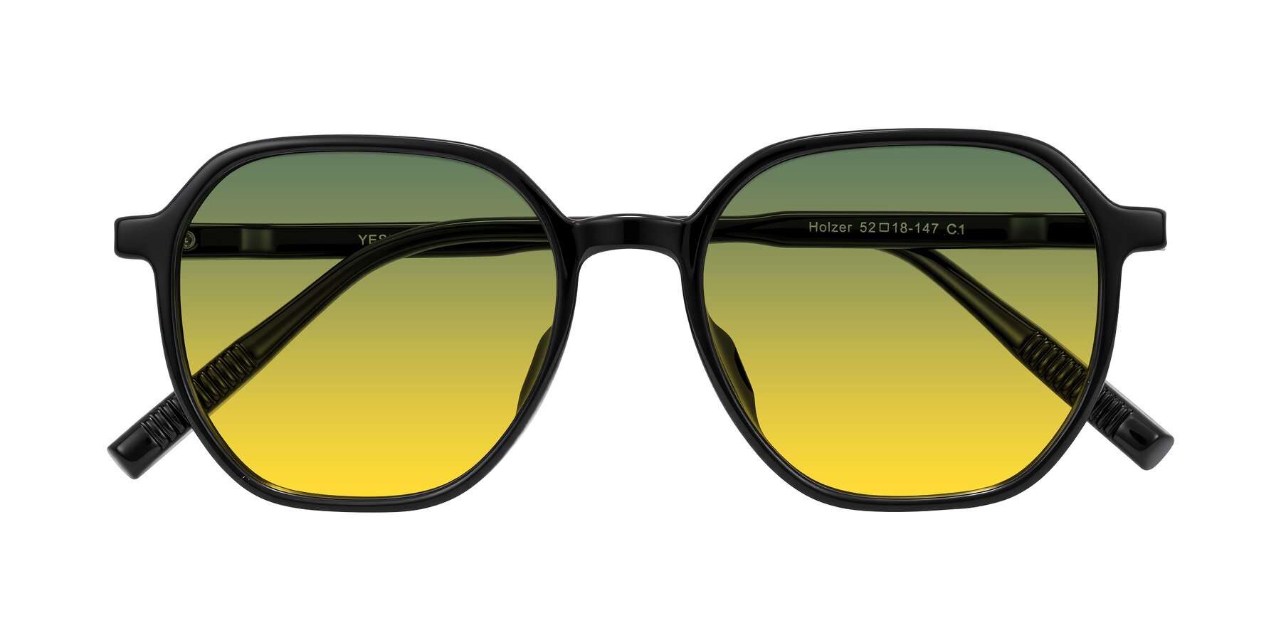 Folded Front of Holzer in Black with Green / Yellow Gradient Lenses