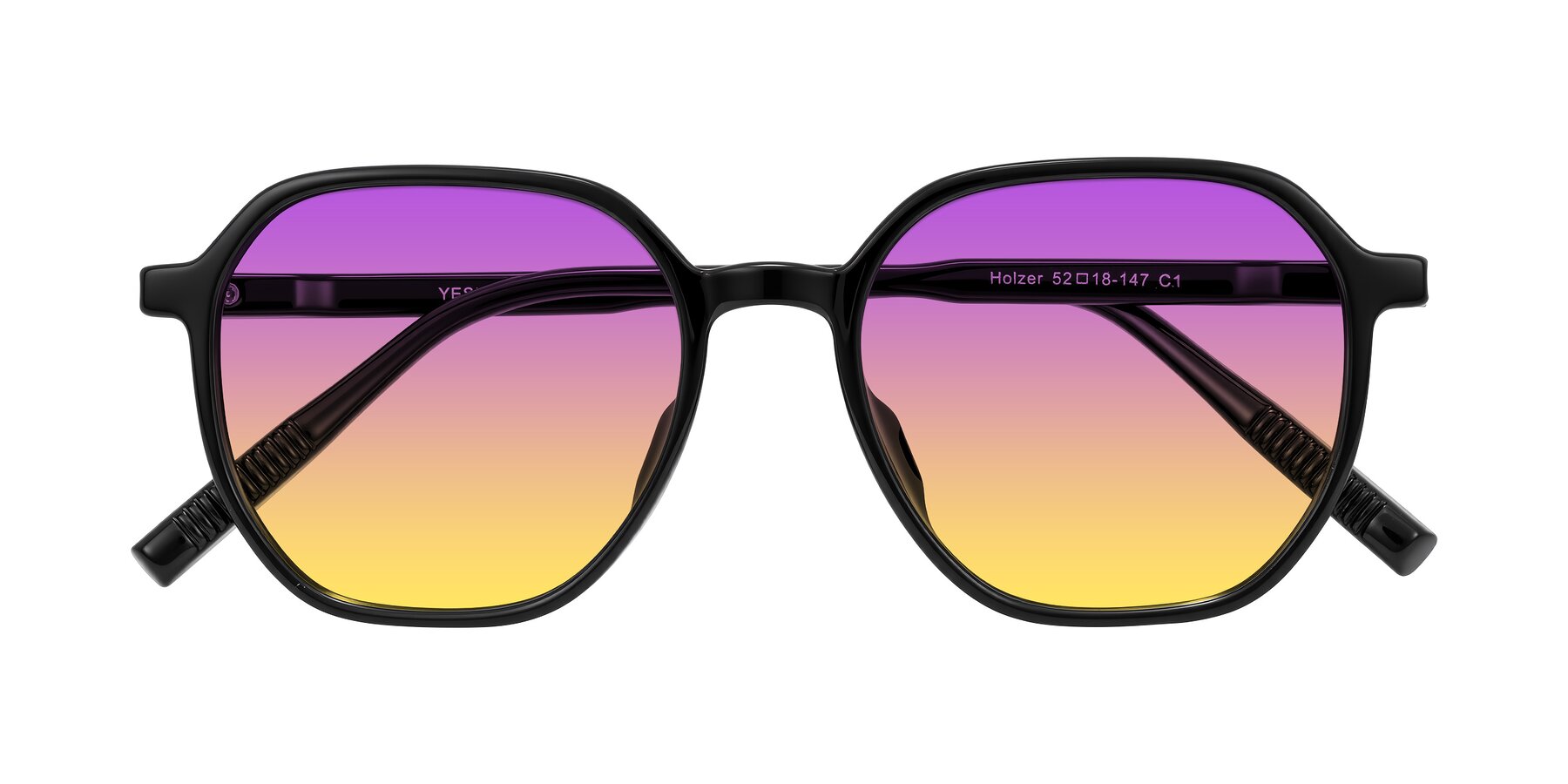 Folded Front of Holzer in Black with Purple / Yellow Gradient Lenses
