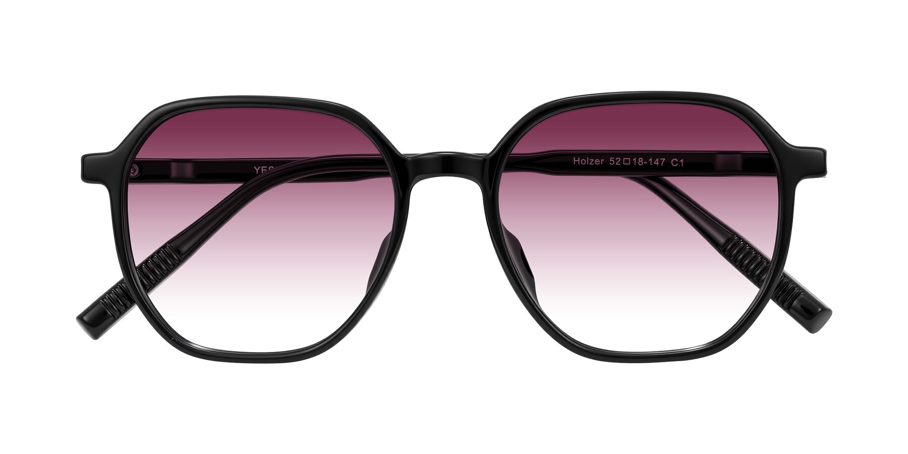 Folded Front of Holzer in Black with Wine Gradient Lenses