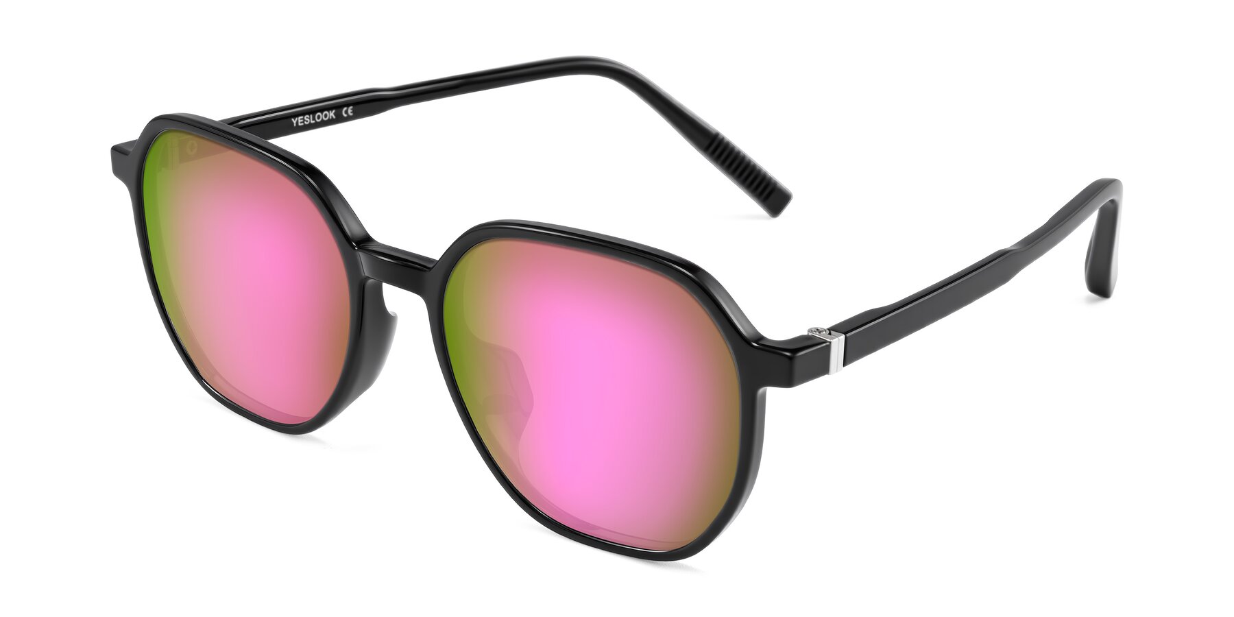 Angle of Holzer in Black with Pink Mirrored Lenses