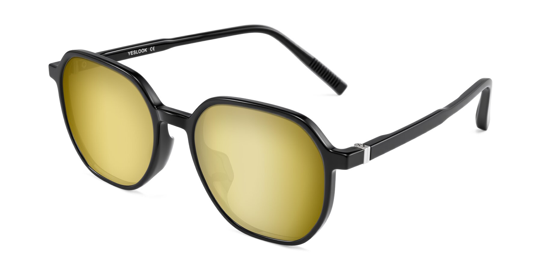 Angle of Holzer in Black with Gold Mirrored Lenses