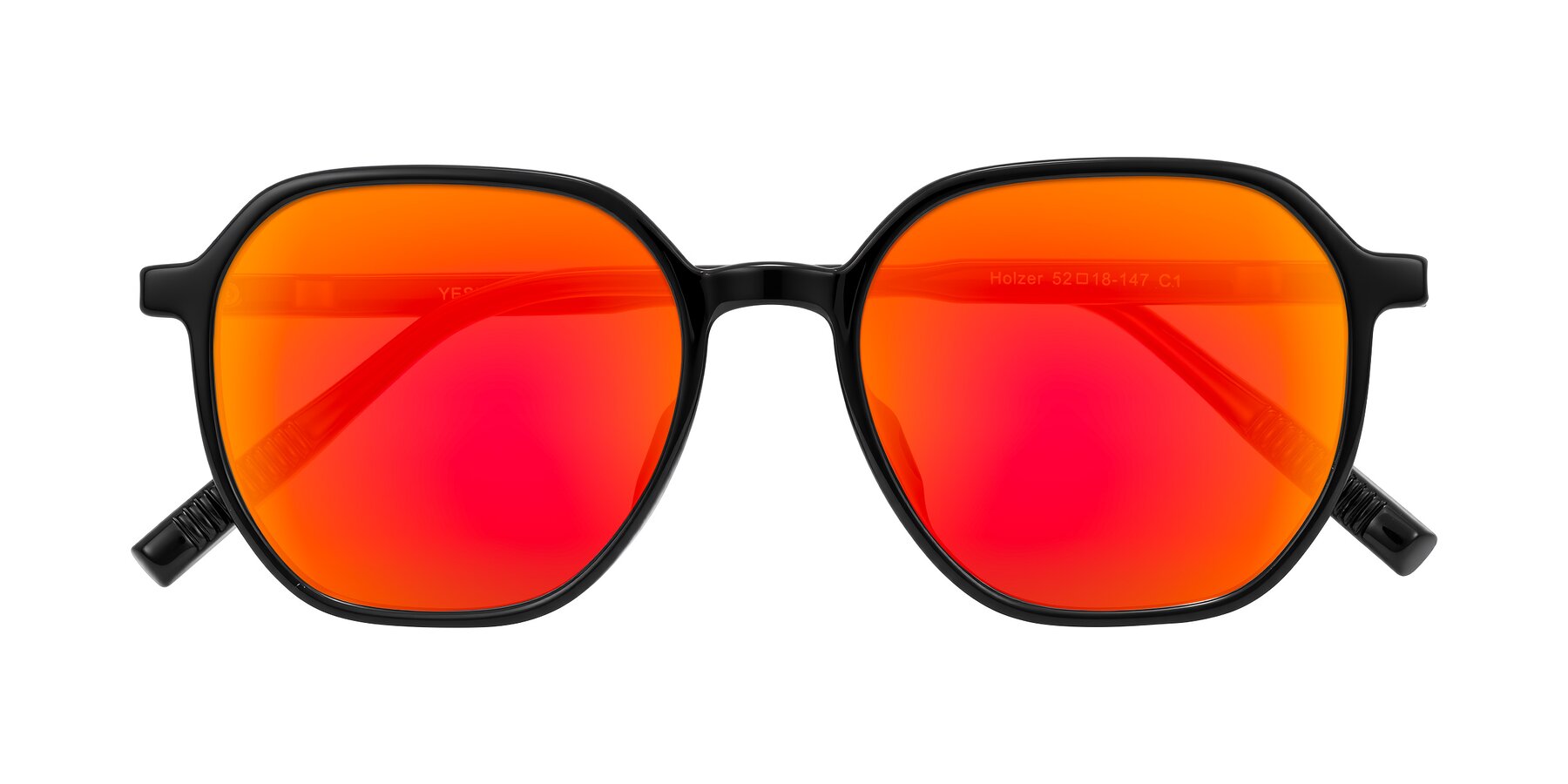 Folded Front of Holzer in Black with Red Gold Mirrored Lenses