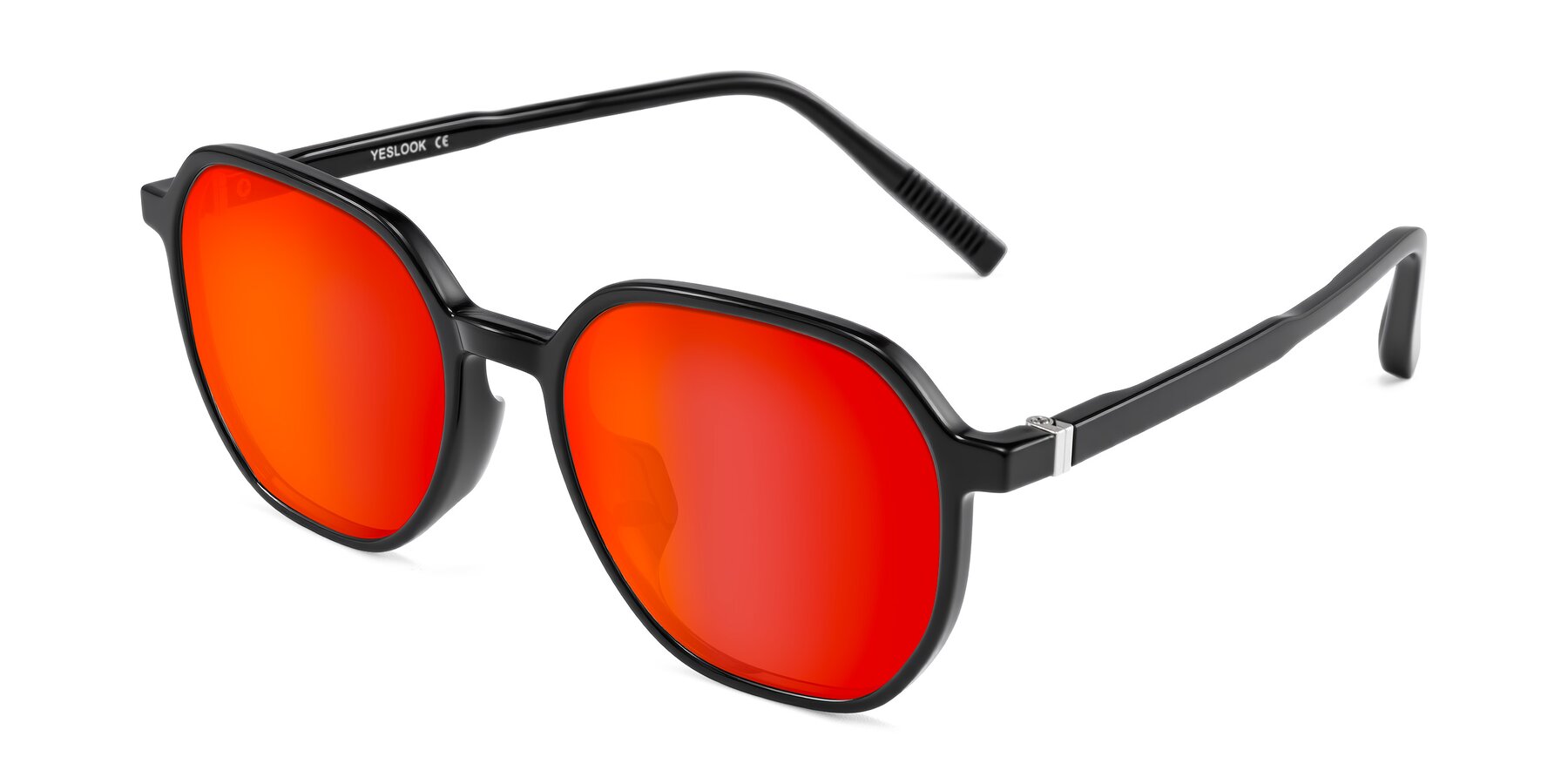 Angle of Holzer in Black with Red Gold Mirrored Lenses