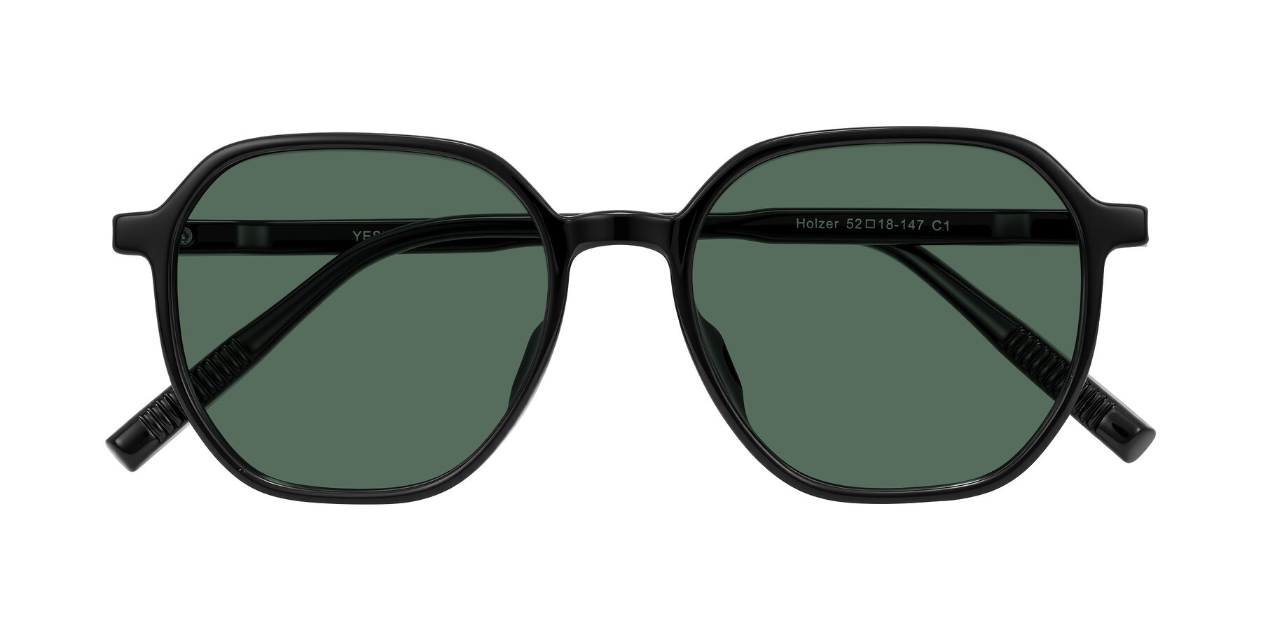 Folded Front of Holzer in Black with Green Polarized Lenses