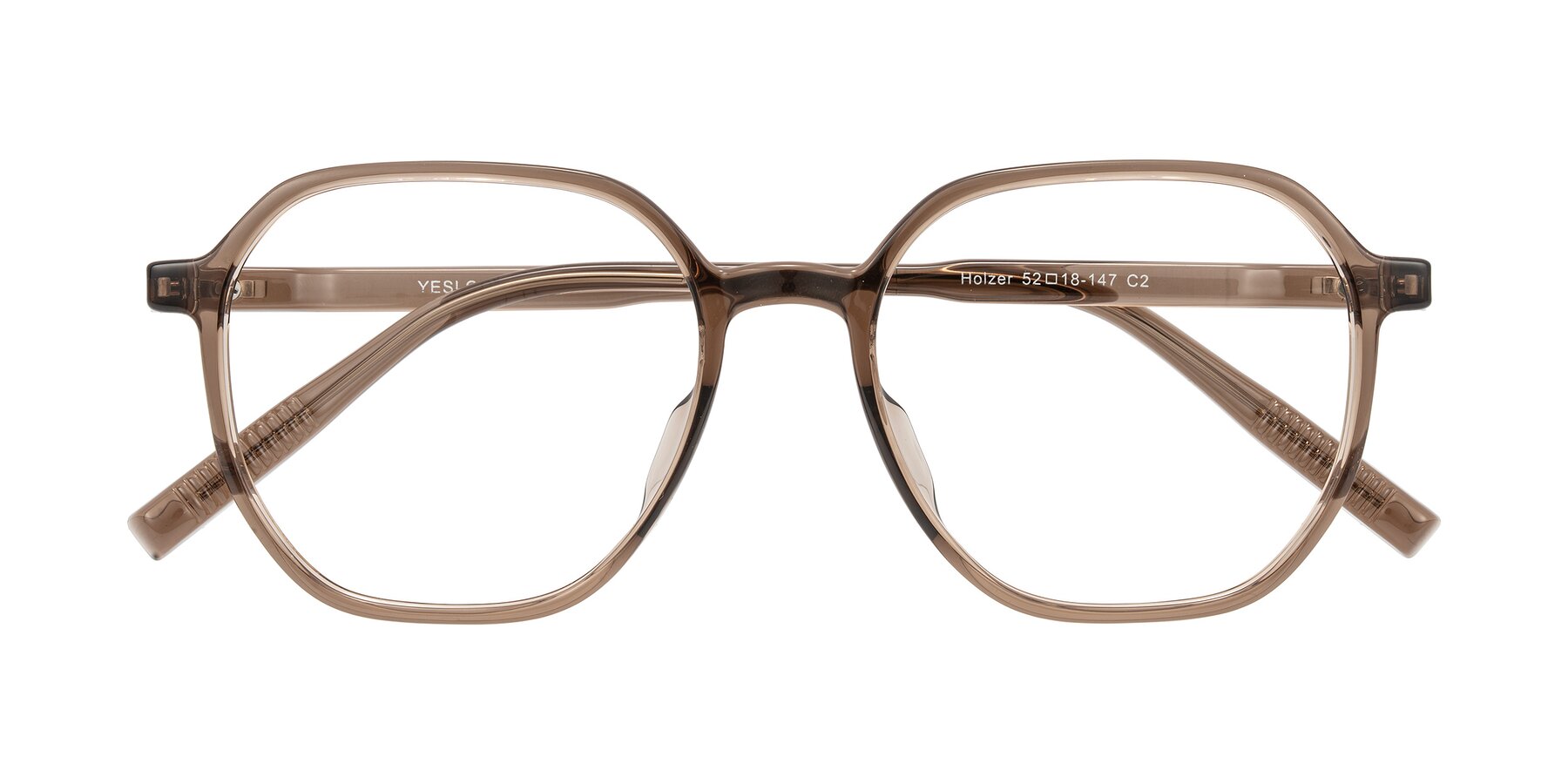 Folded Front of Holzer in Coffee with Clear Eyeglass Lenses