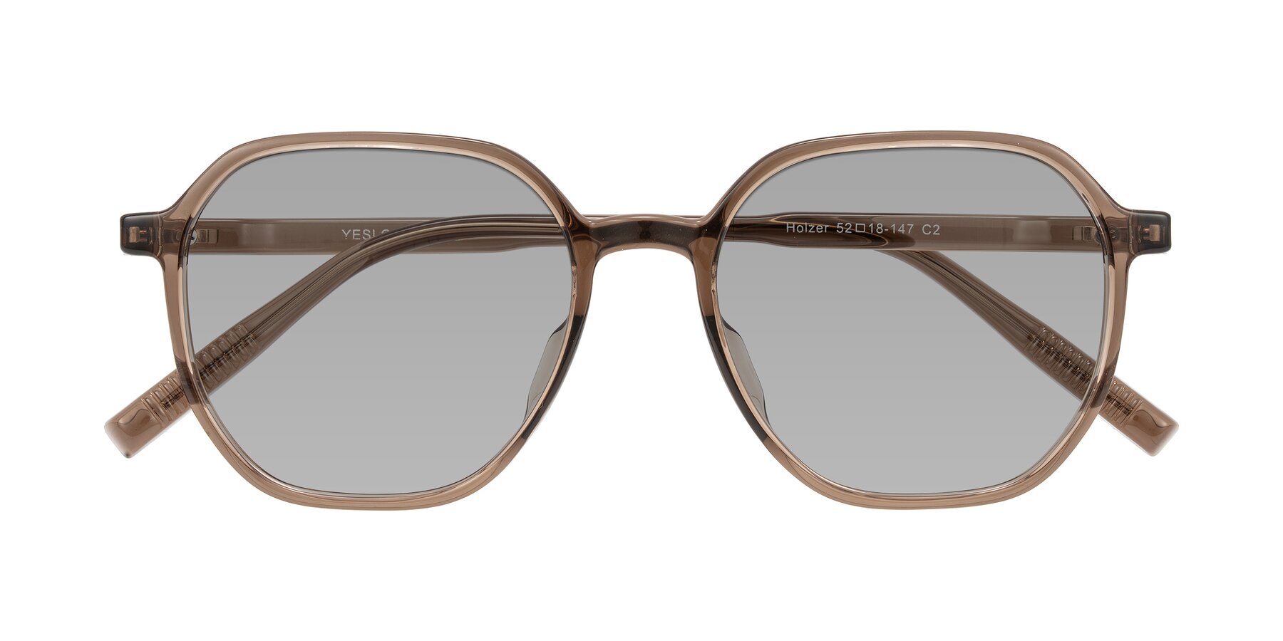 Folded Front of Holzer in Coffee with Light Gray Tinted Lenses