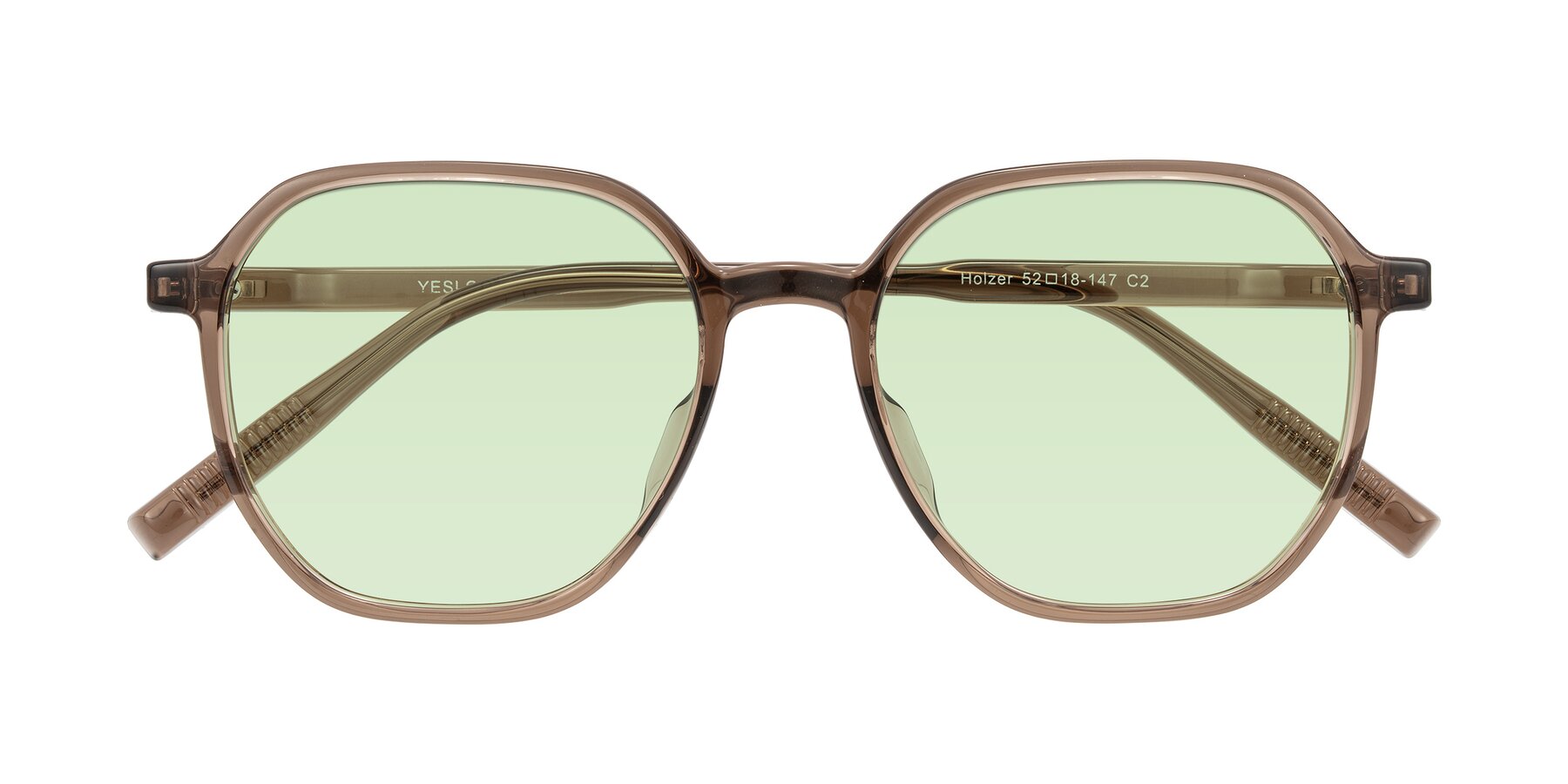 Folded Front of Holzer in Coffee with Light Green Tinted Lenses