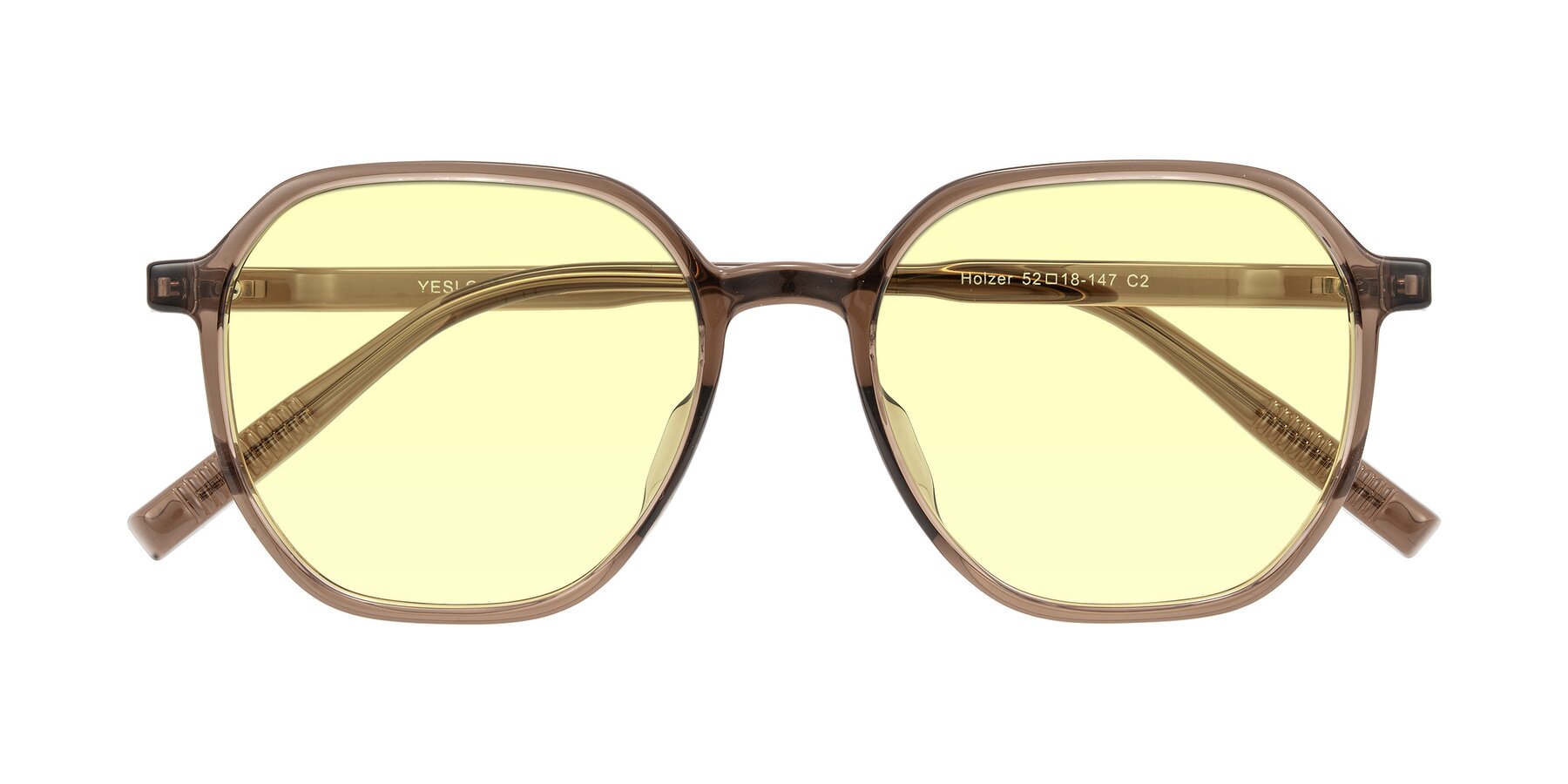 Folded Front of Holzer in Coffee with Light Yellow Tinted Lenses