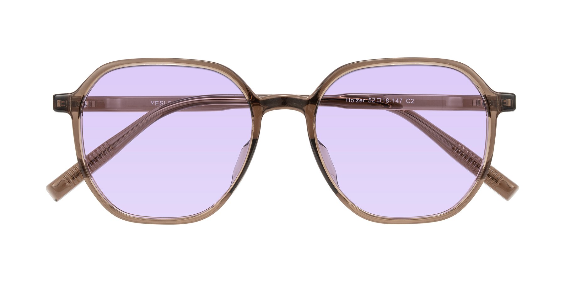 Folded Front of Holzer in Coffee with Light Purple Tinted Lenses