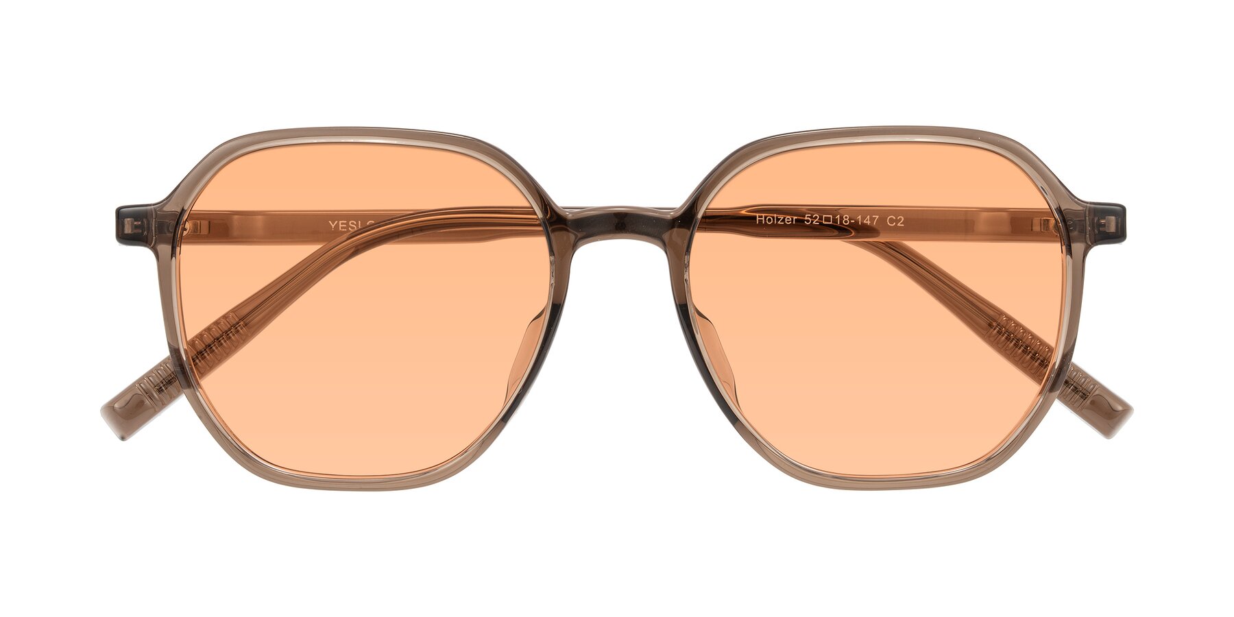Folded Front of Holzer in Coffee with Light Orange Tinted Lenses