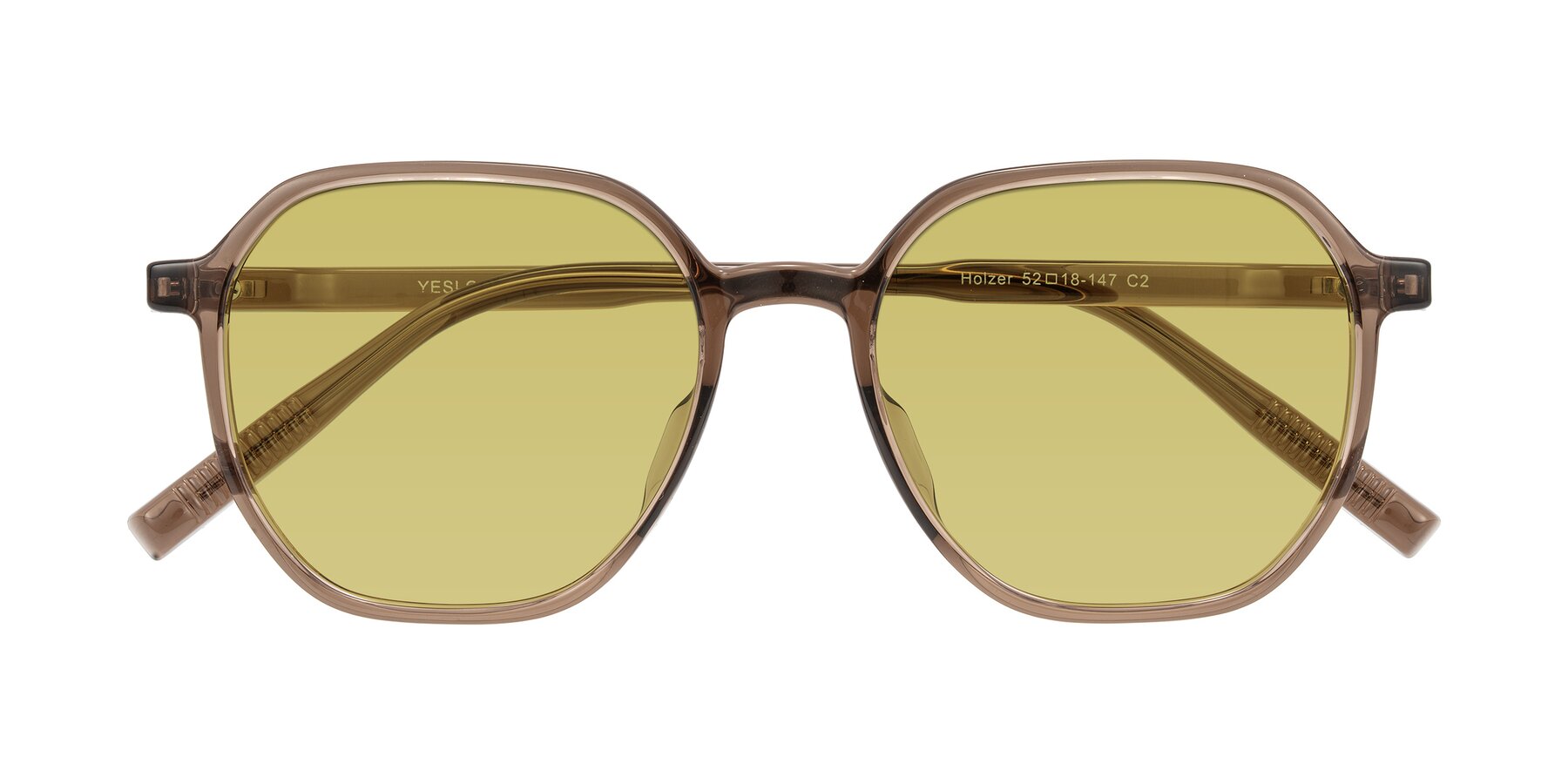 Folded Front of Holzer in Coffee with Medium Champagne Tinted Lenses